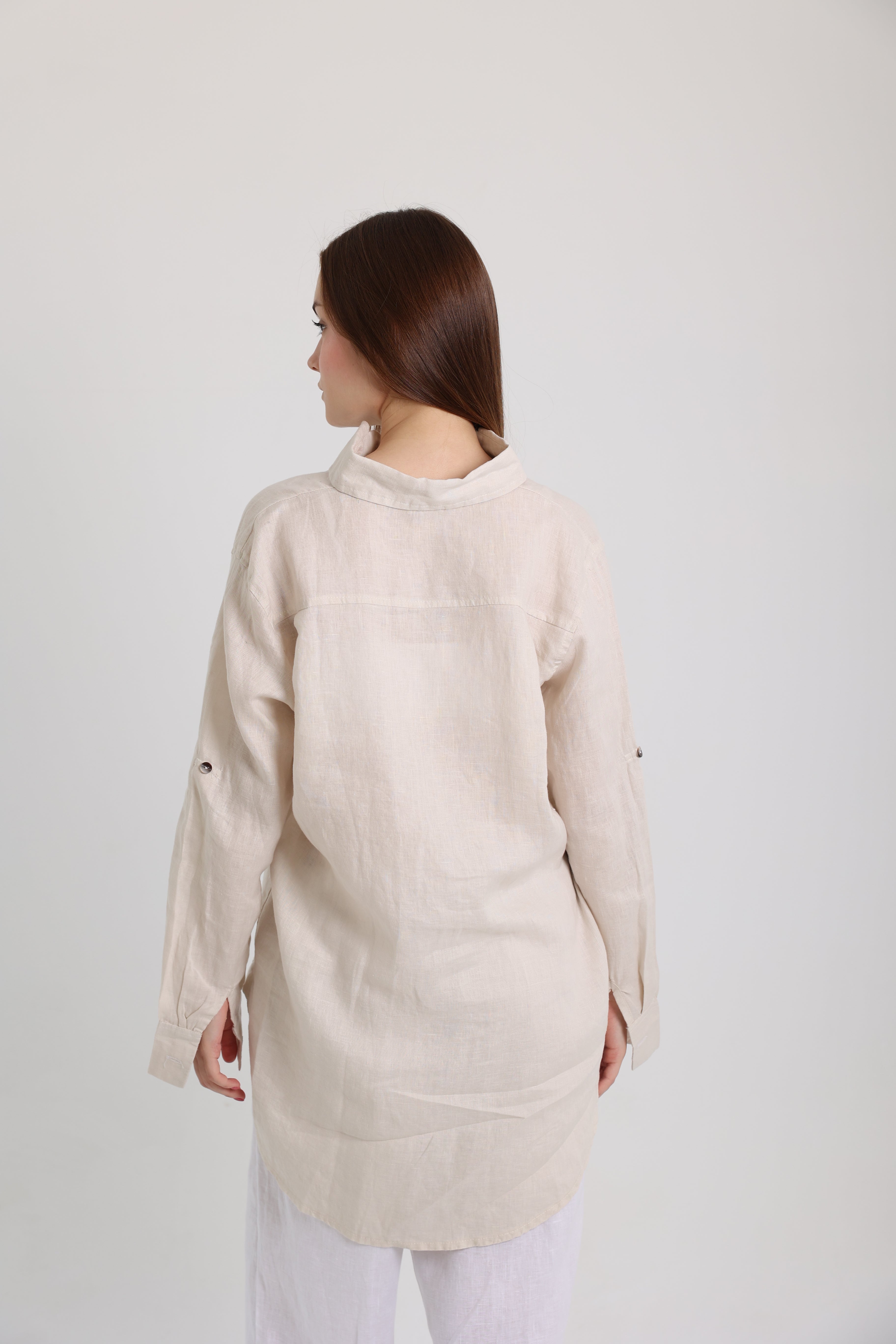 Beige Basic Linen Shirt