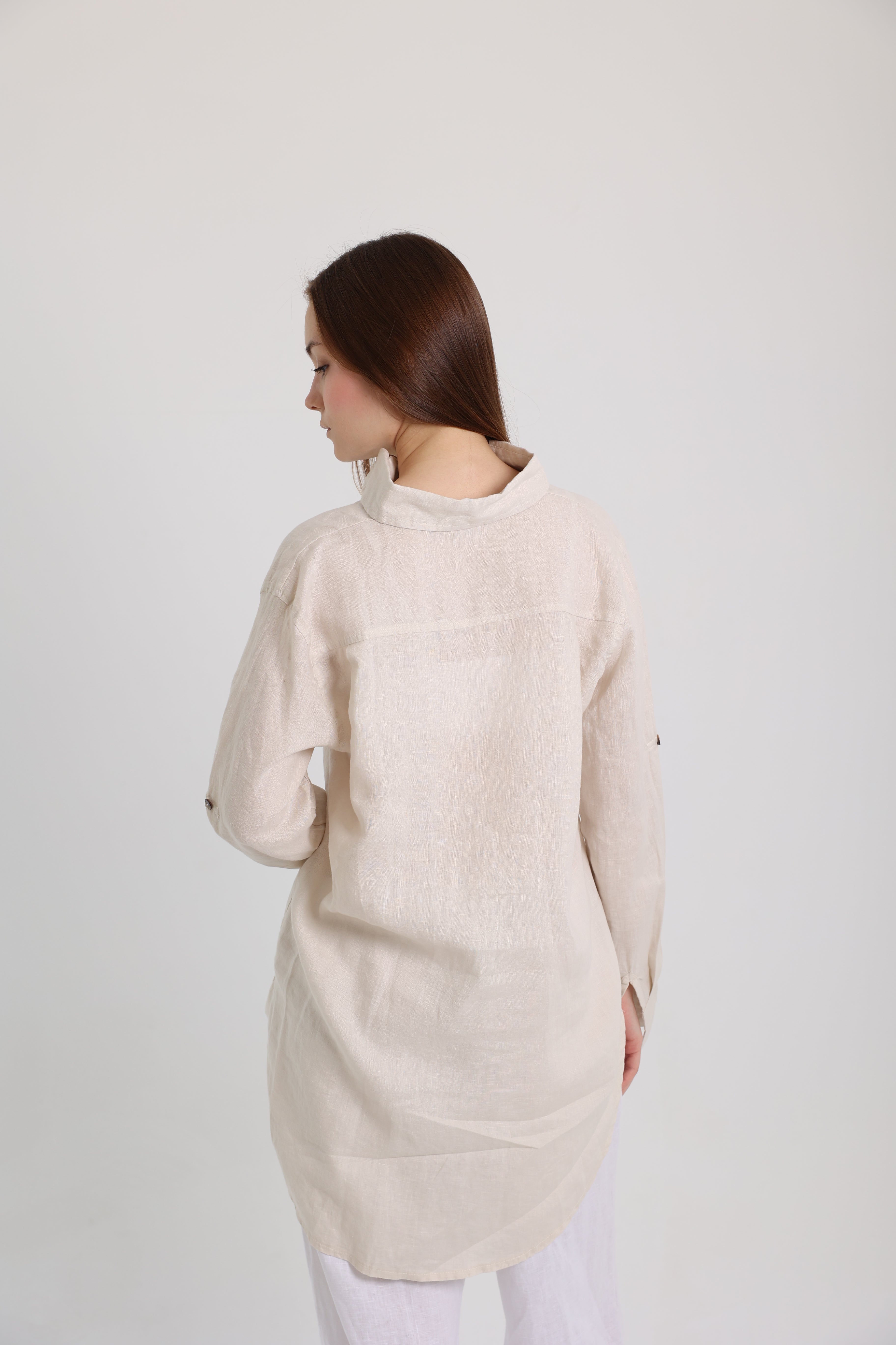 Beige Basic Linen Shirt