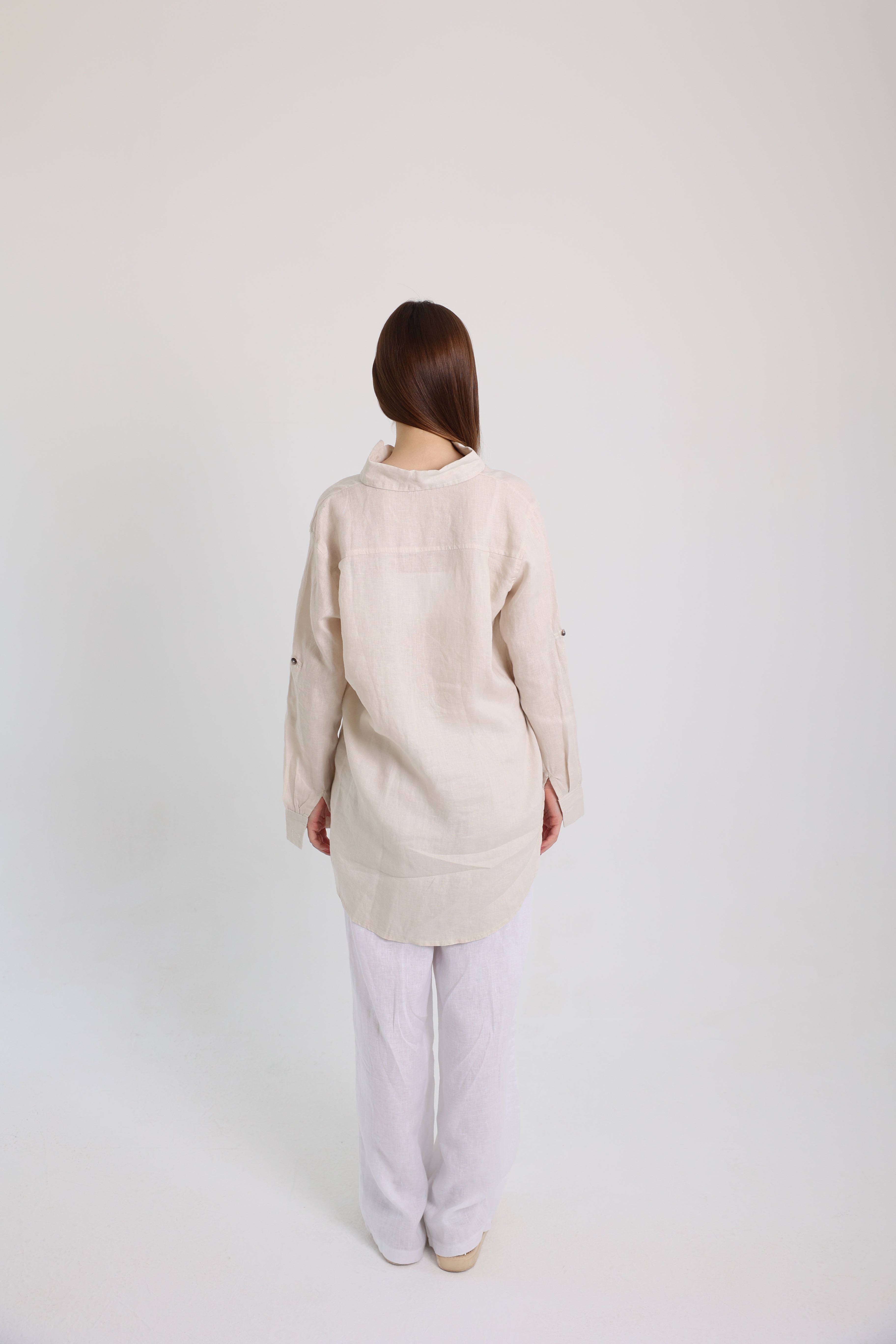 Beige Basic Linen Shirt