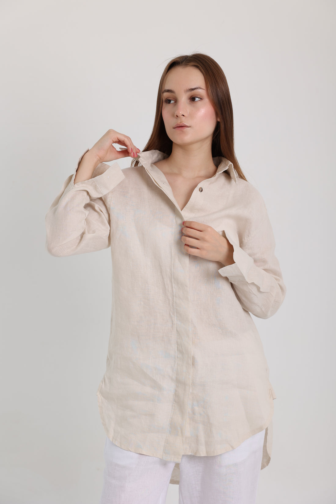 Beige Basic Linen Shirt