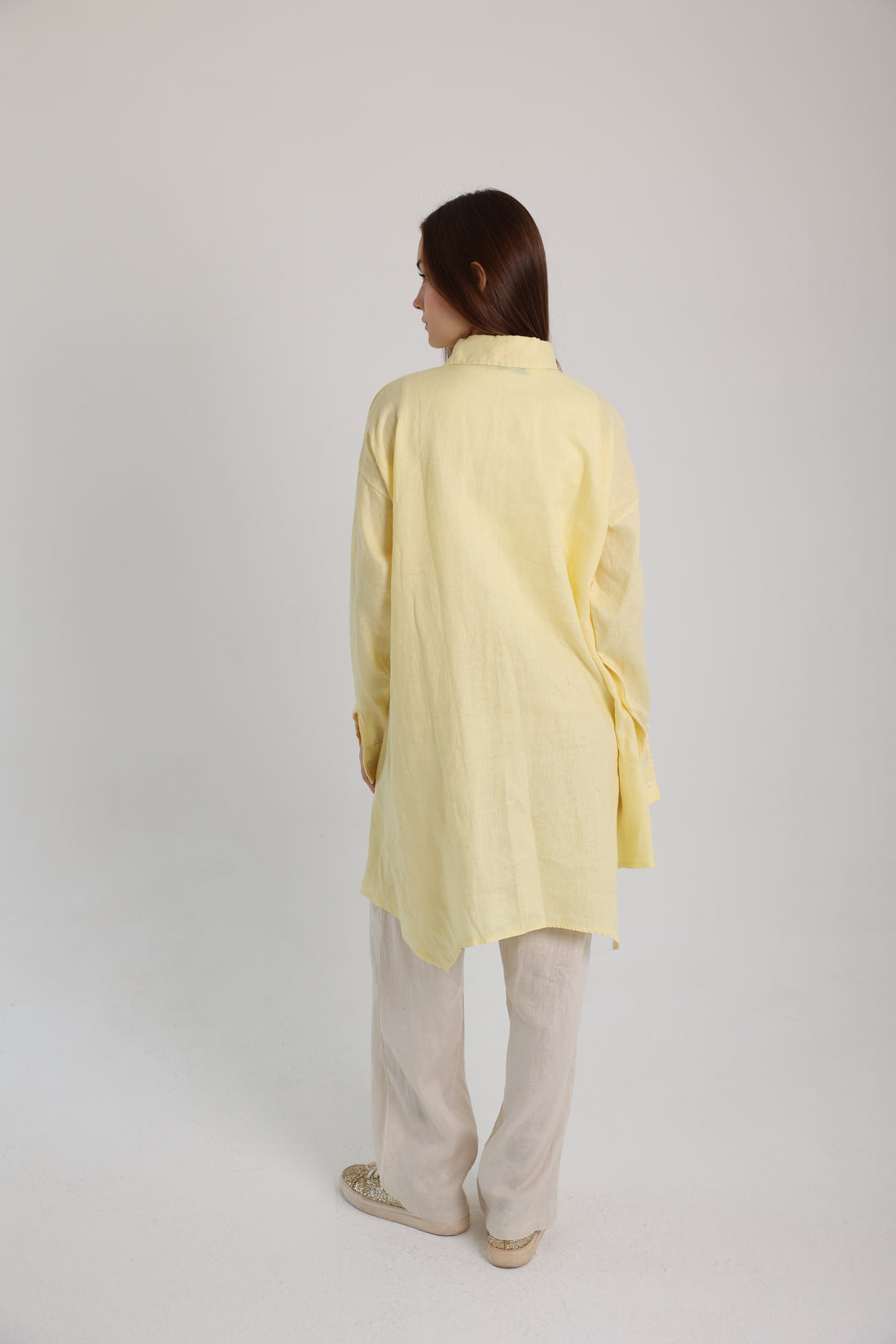 Yellow High-Low Linen Shirt