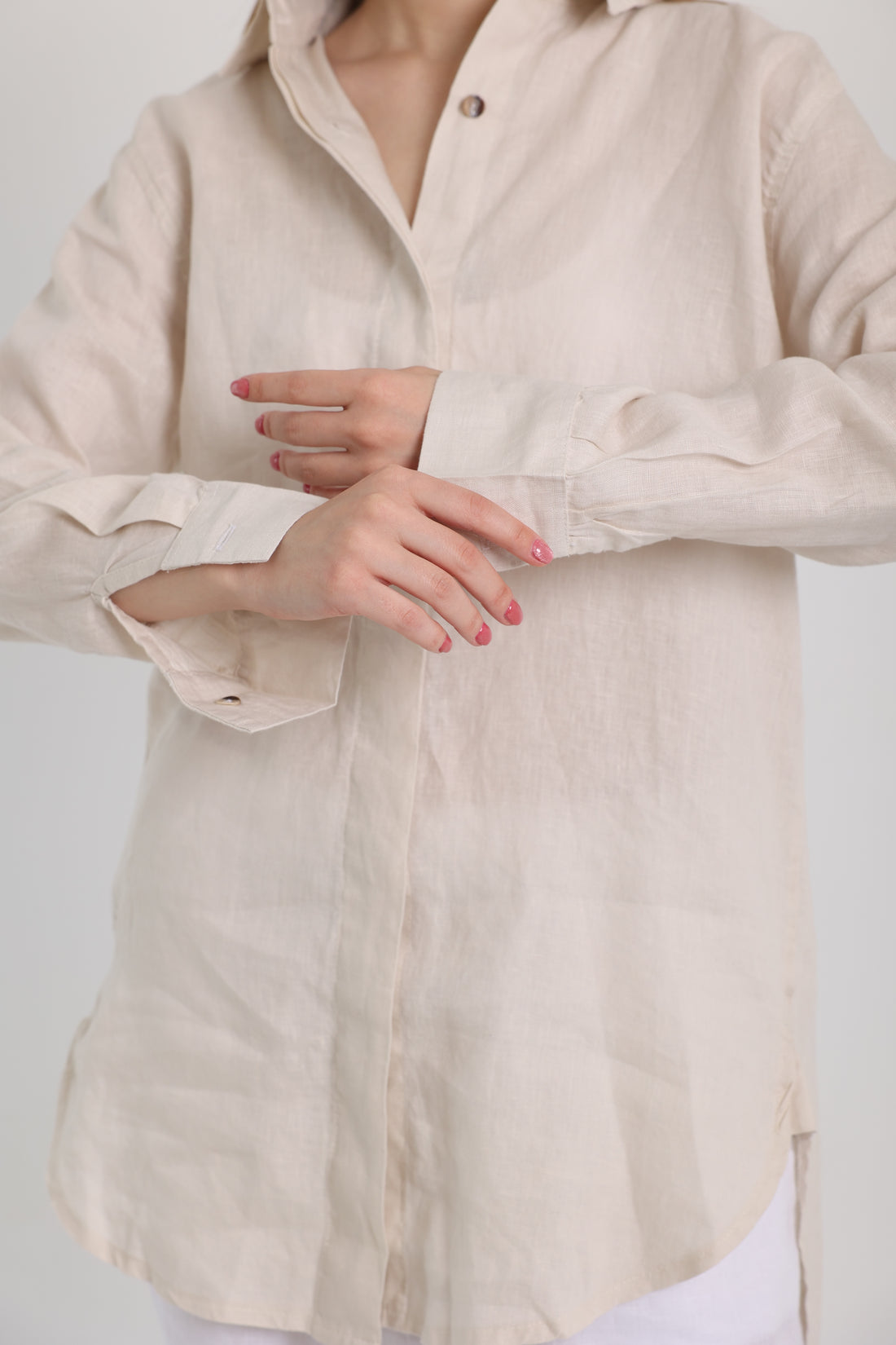 Beige Basic Linen Shirt