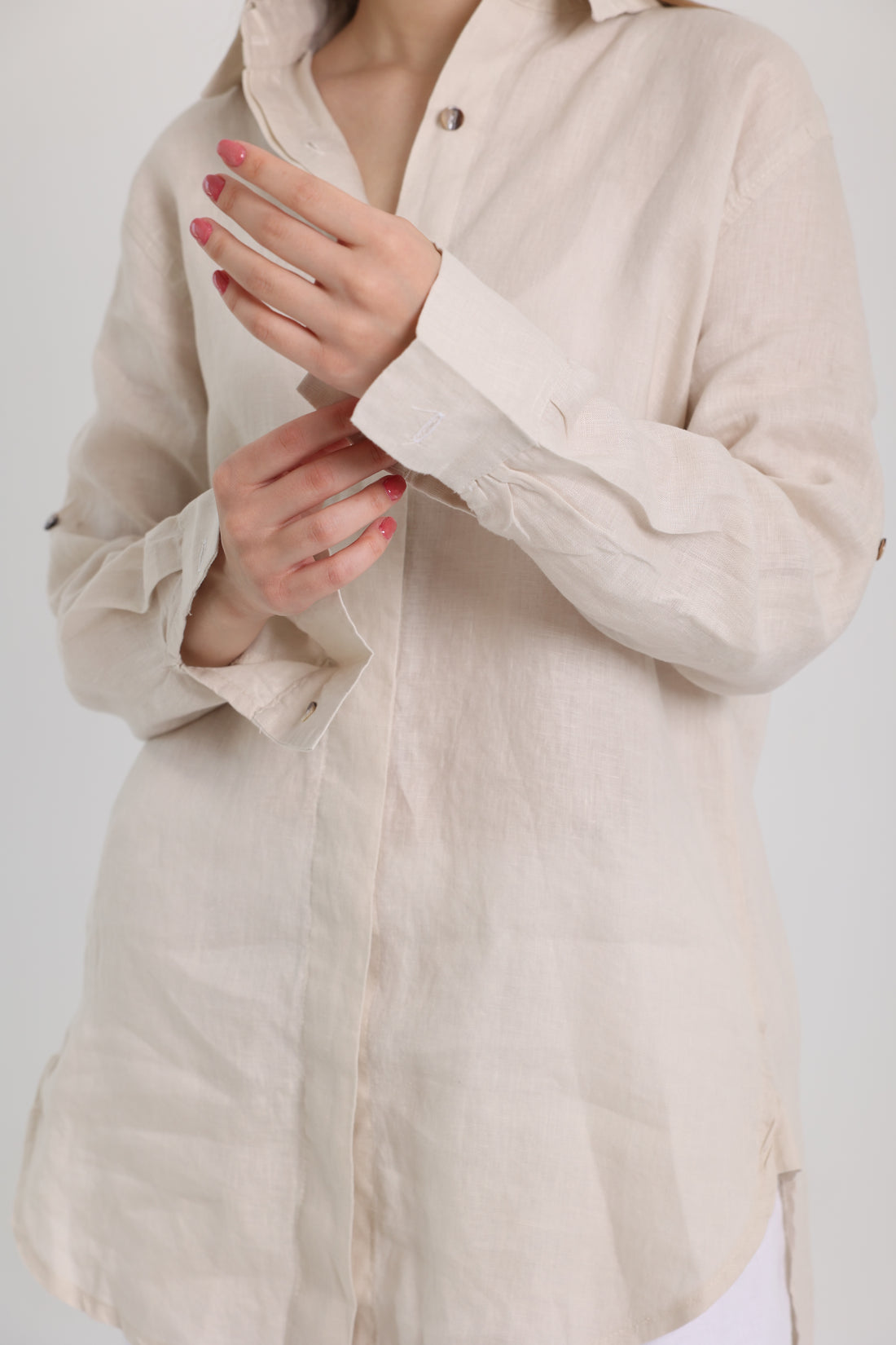 Beige Basic Linen Shirt