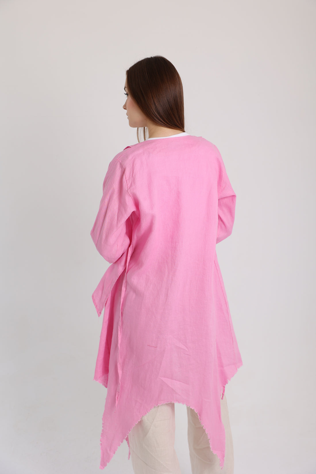 Pink croise linen cardigan