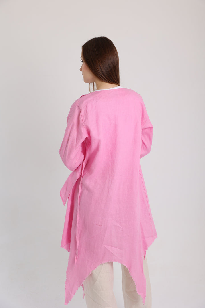 Pink croise linen cardigan