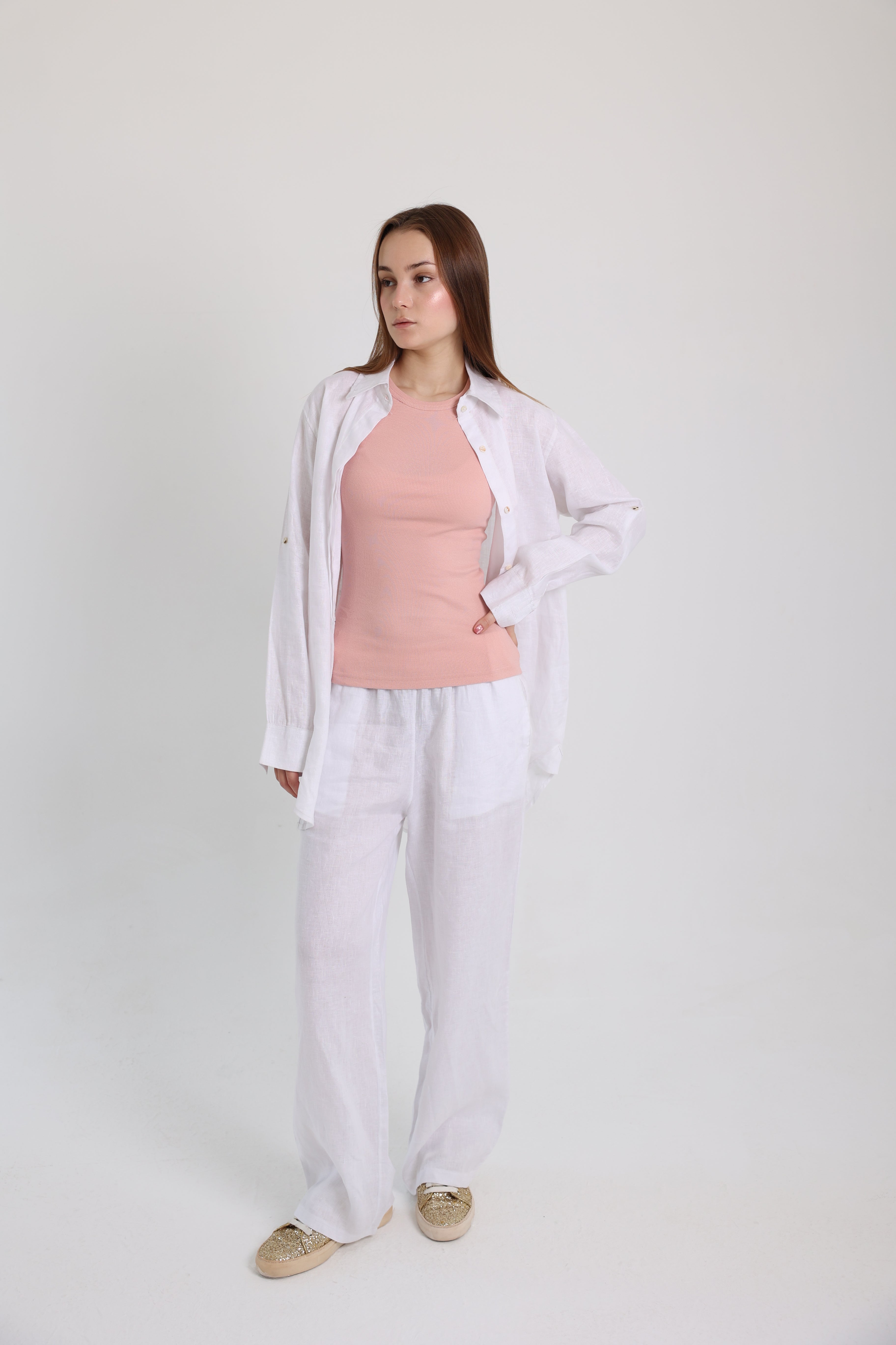 White Basic Linen Shirt