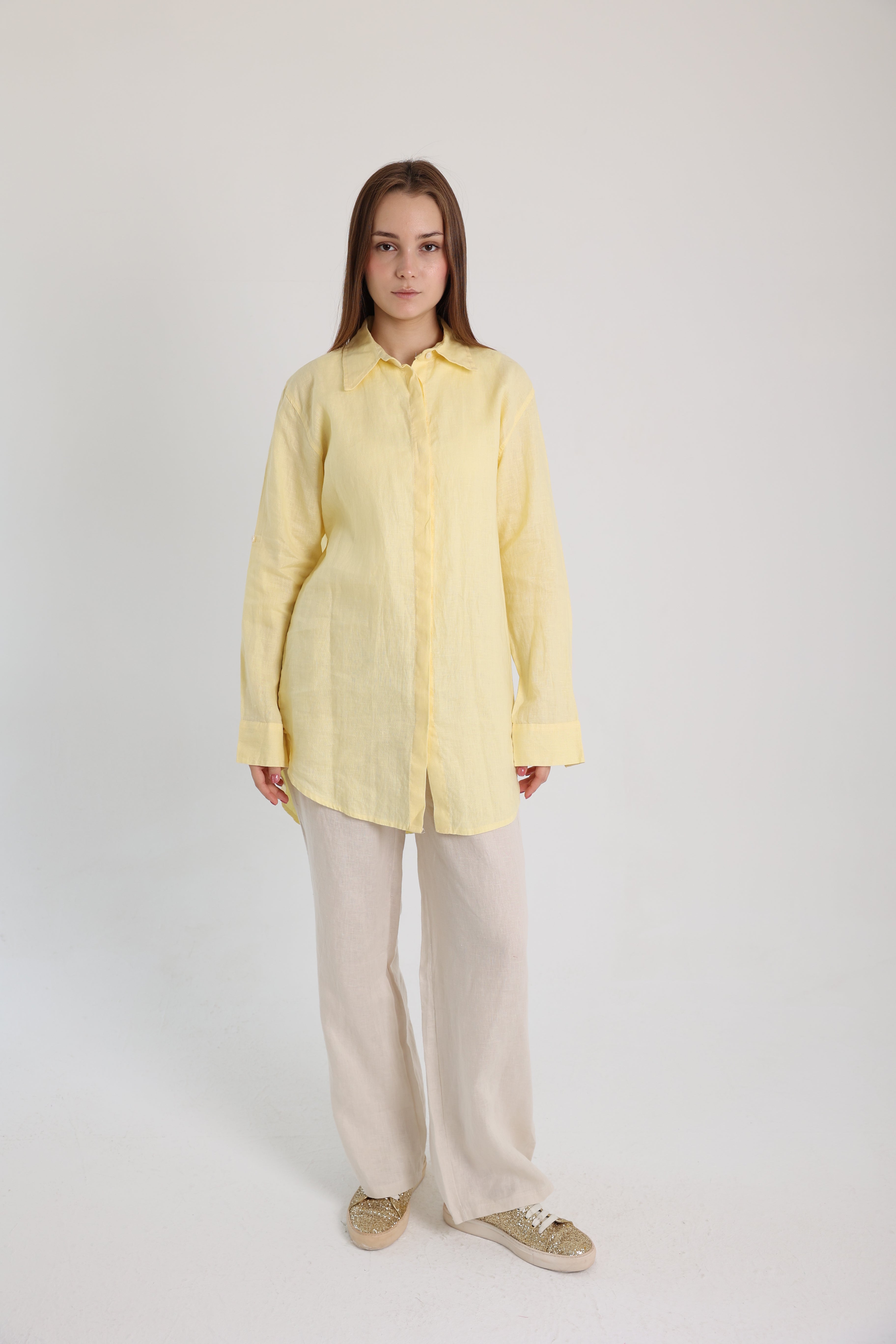 Yellow Basic Linen Shirt