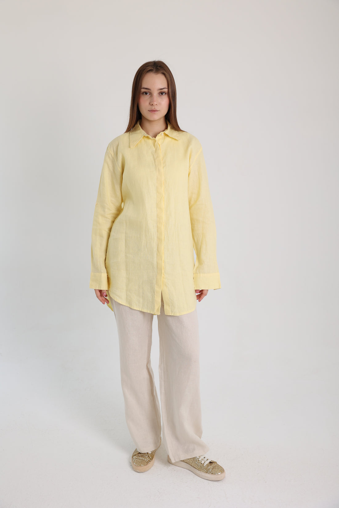 Yellow Basic Linen Shirt
