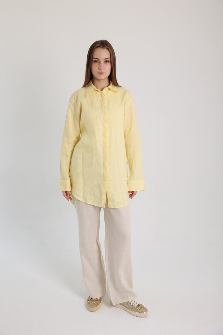 Yellow Basic Linen Shirt