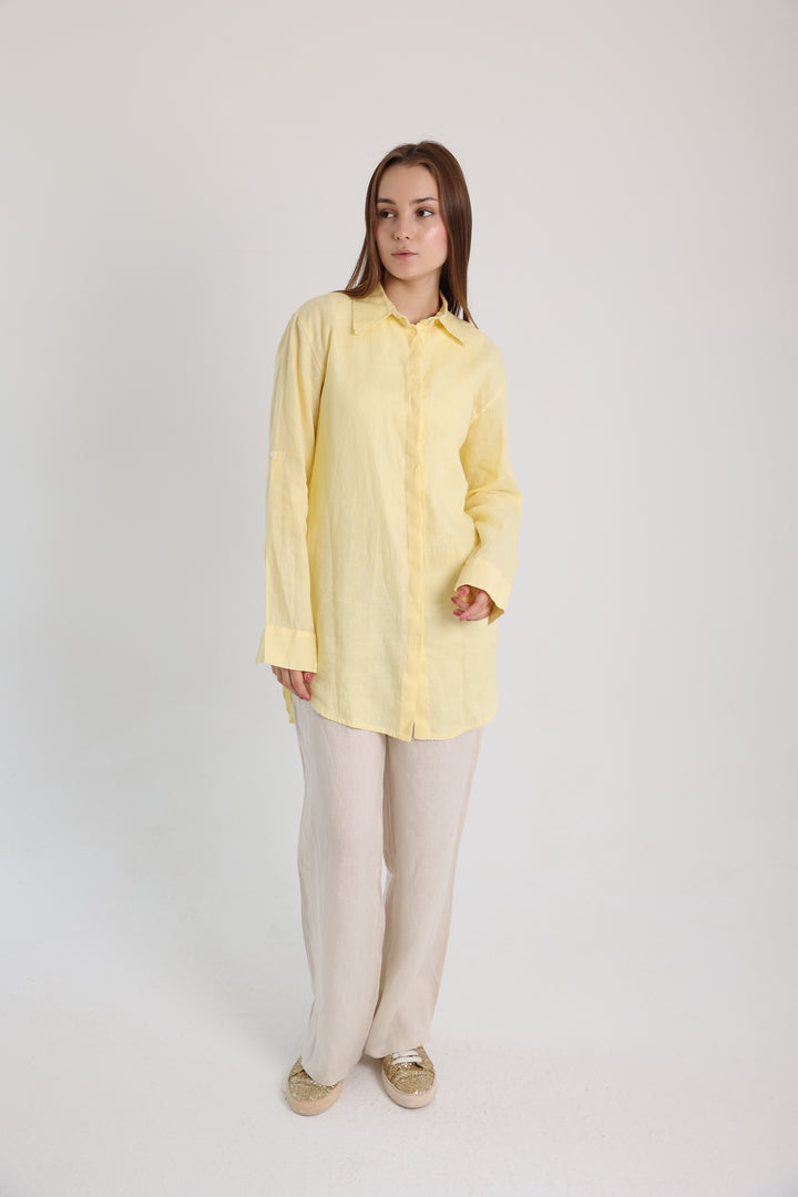 Yellow Basic Linen Shirt