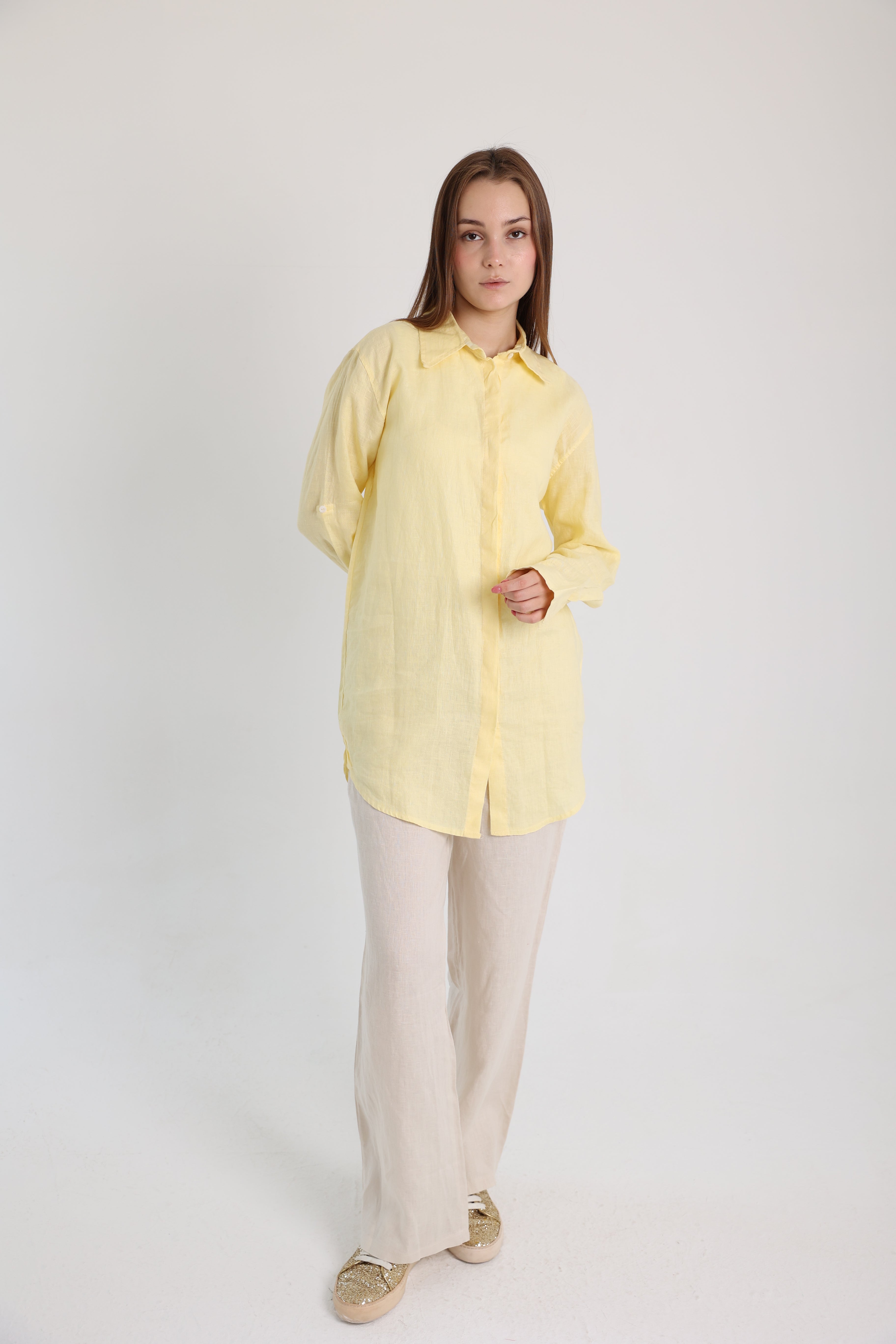 Yellow Basic Linen Shirt