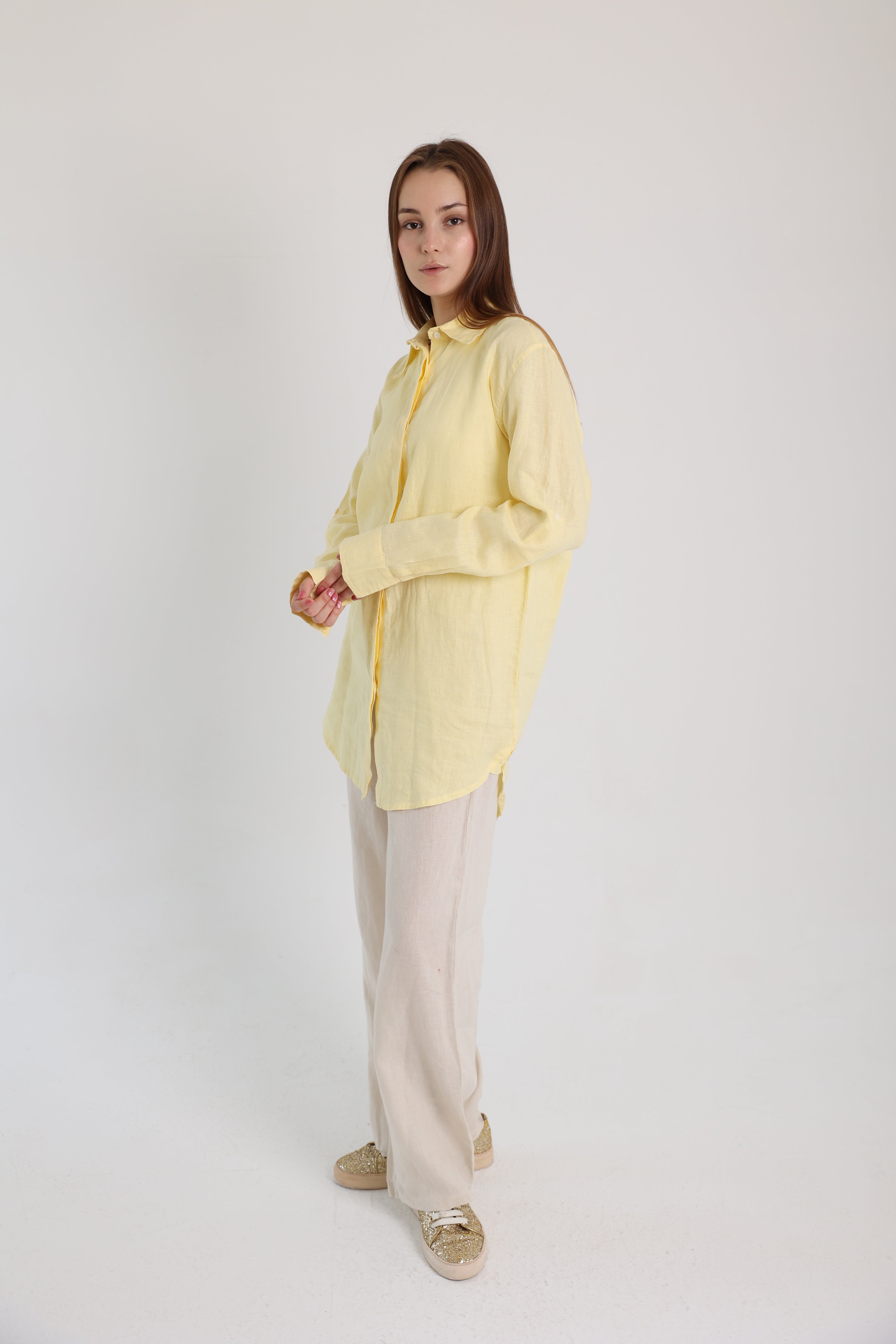 Yellow Basic Linen Shirt