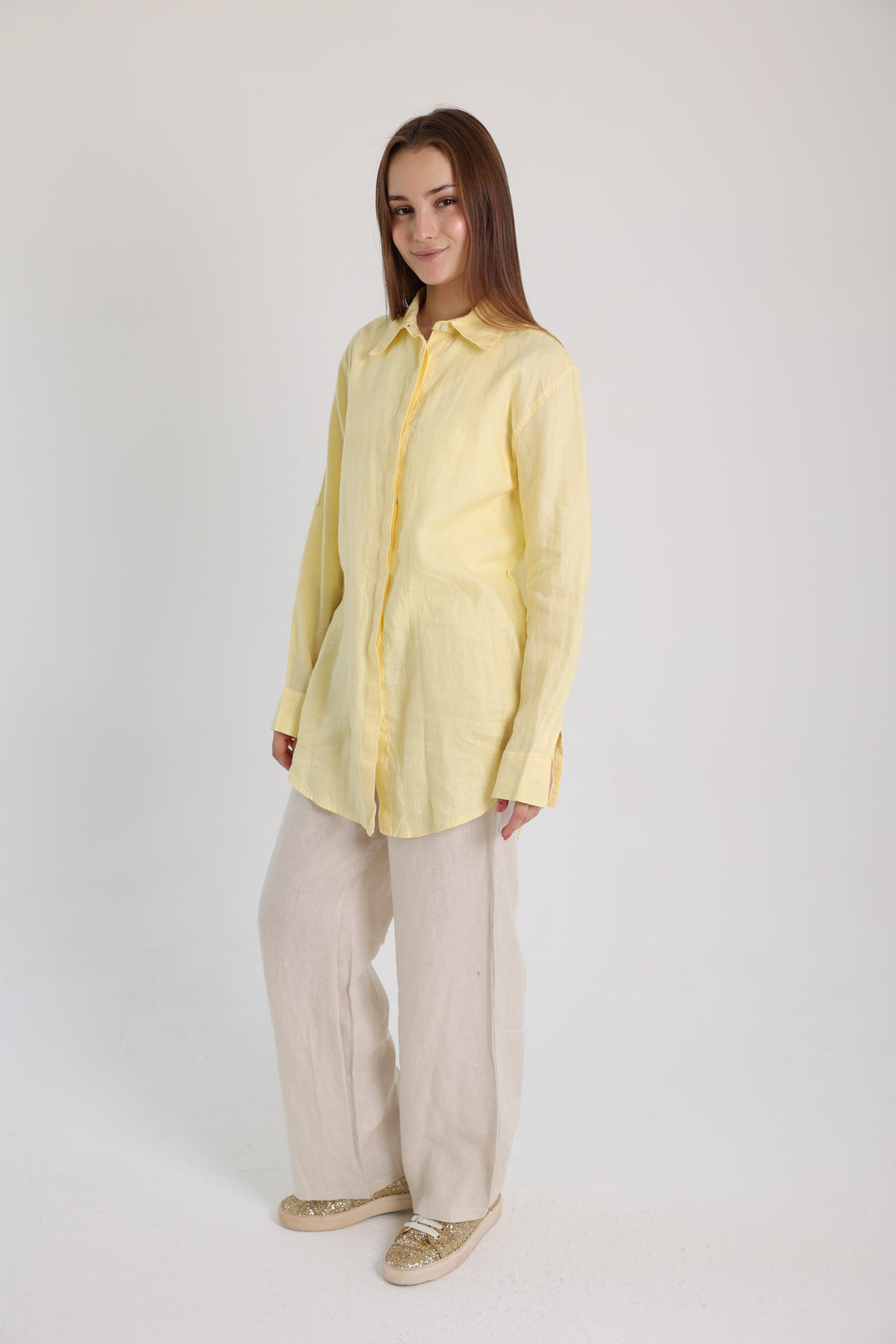 Yellow Basic Linen Shirt