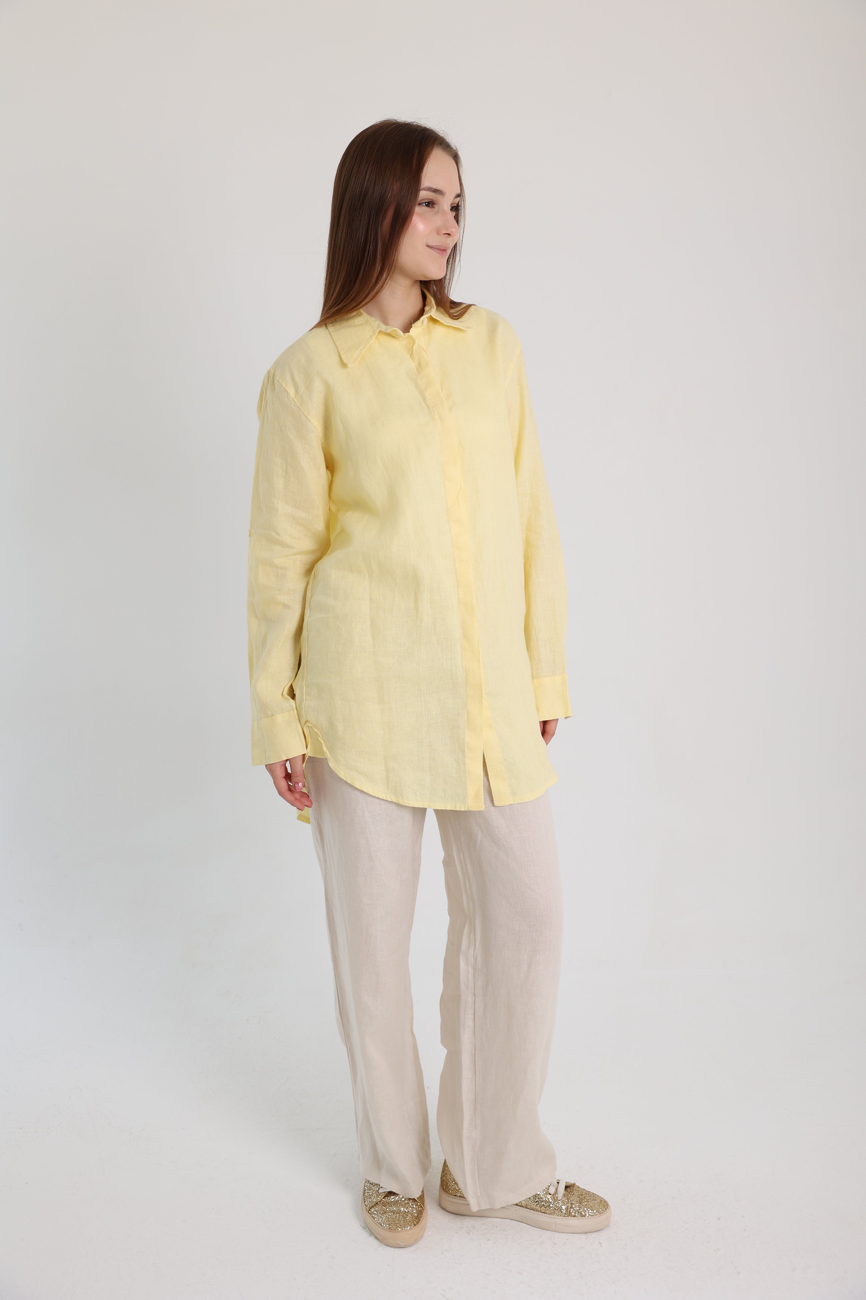Yellow Basic Linen Shirt