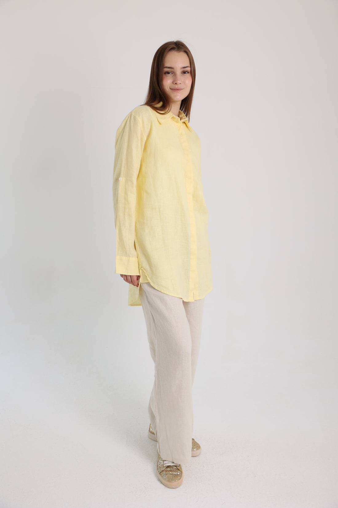 Yellow Basic Linen Shirt