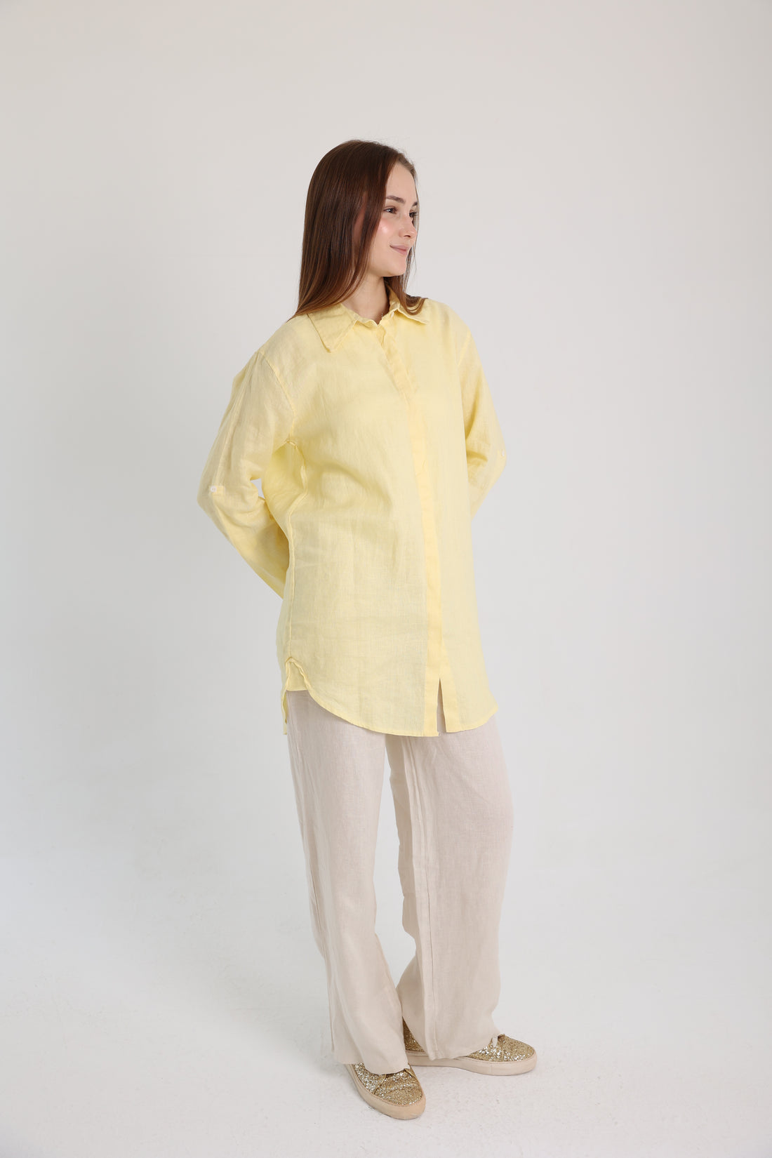 Yellow Basic Linen Shirt