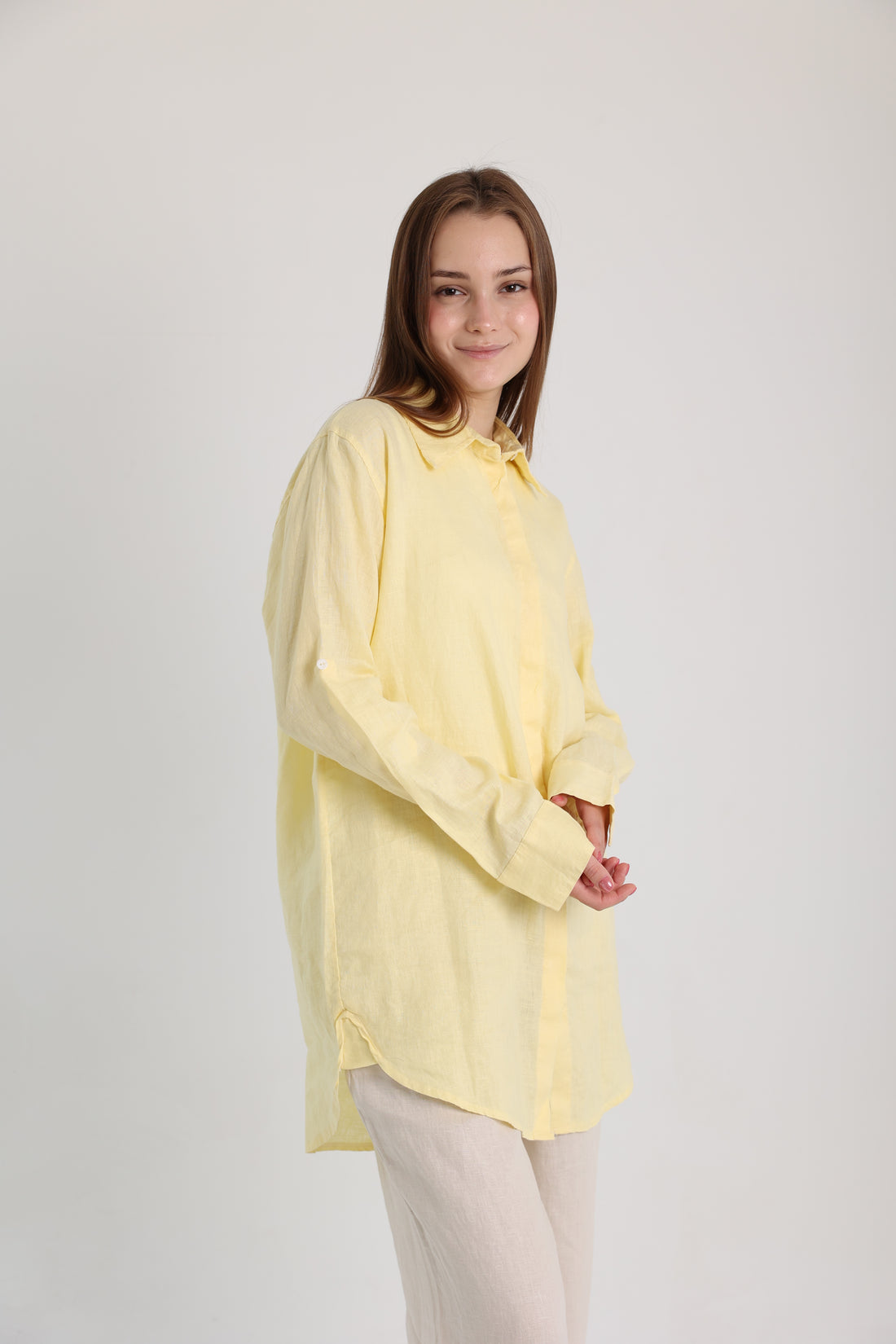 Yellow Basic Linen Shirt