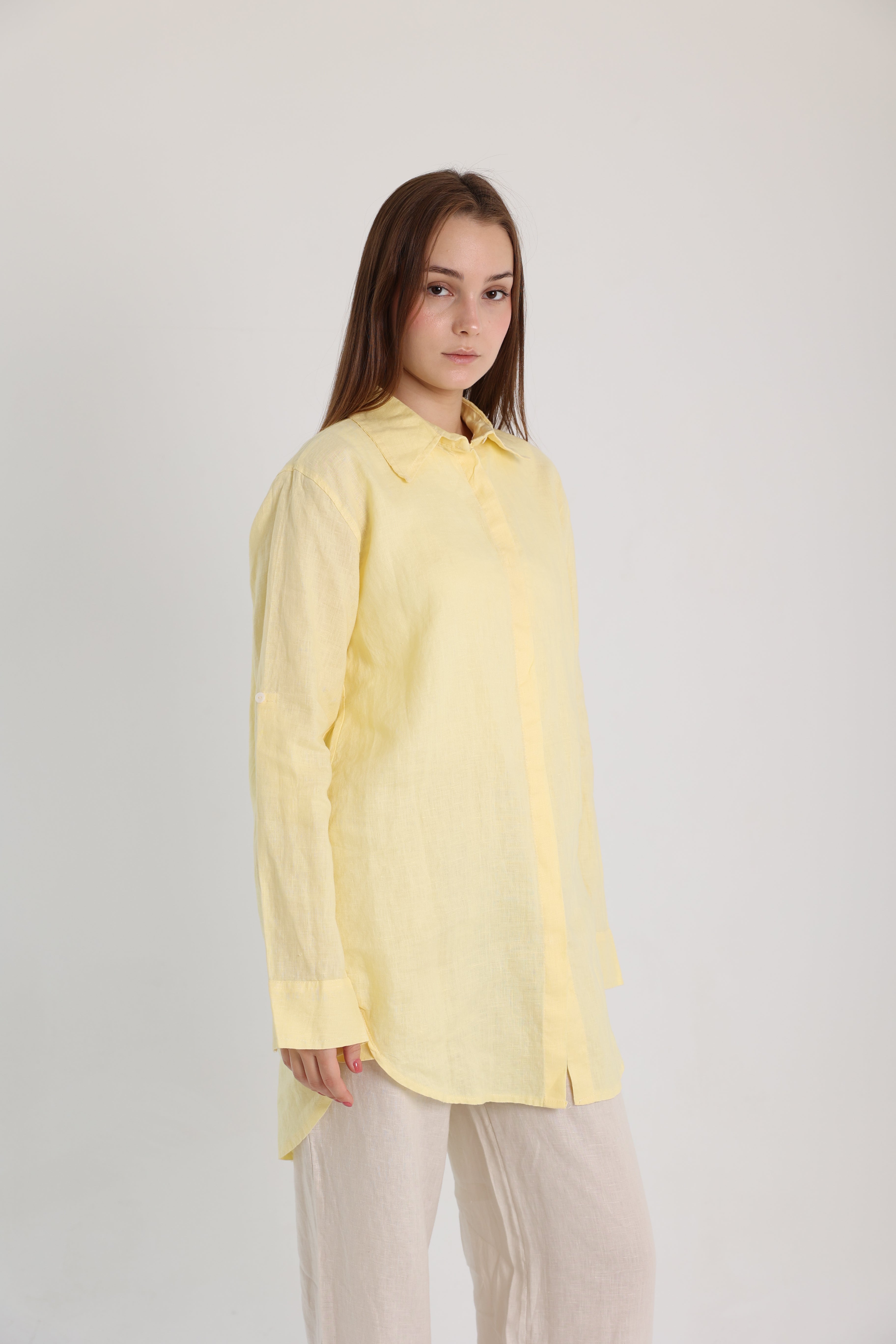 Yellow Basic Linen Shirt