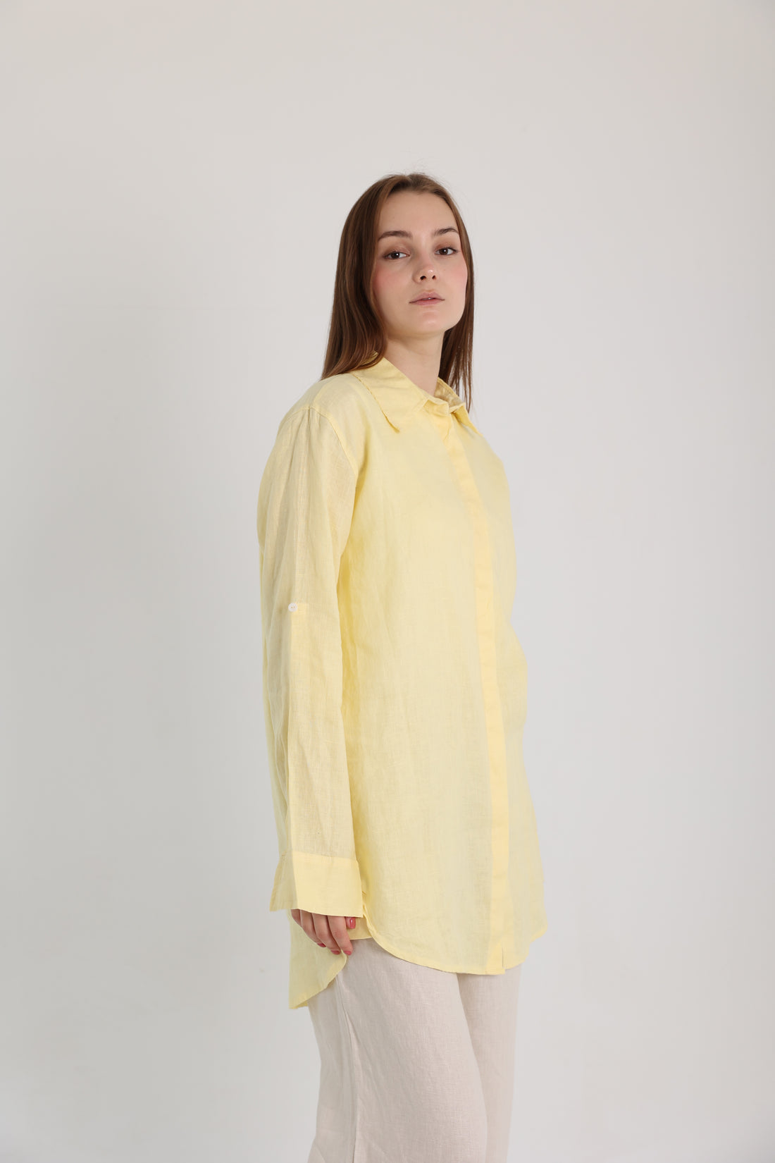 Yellow Basic Linen Shirt