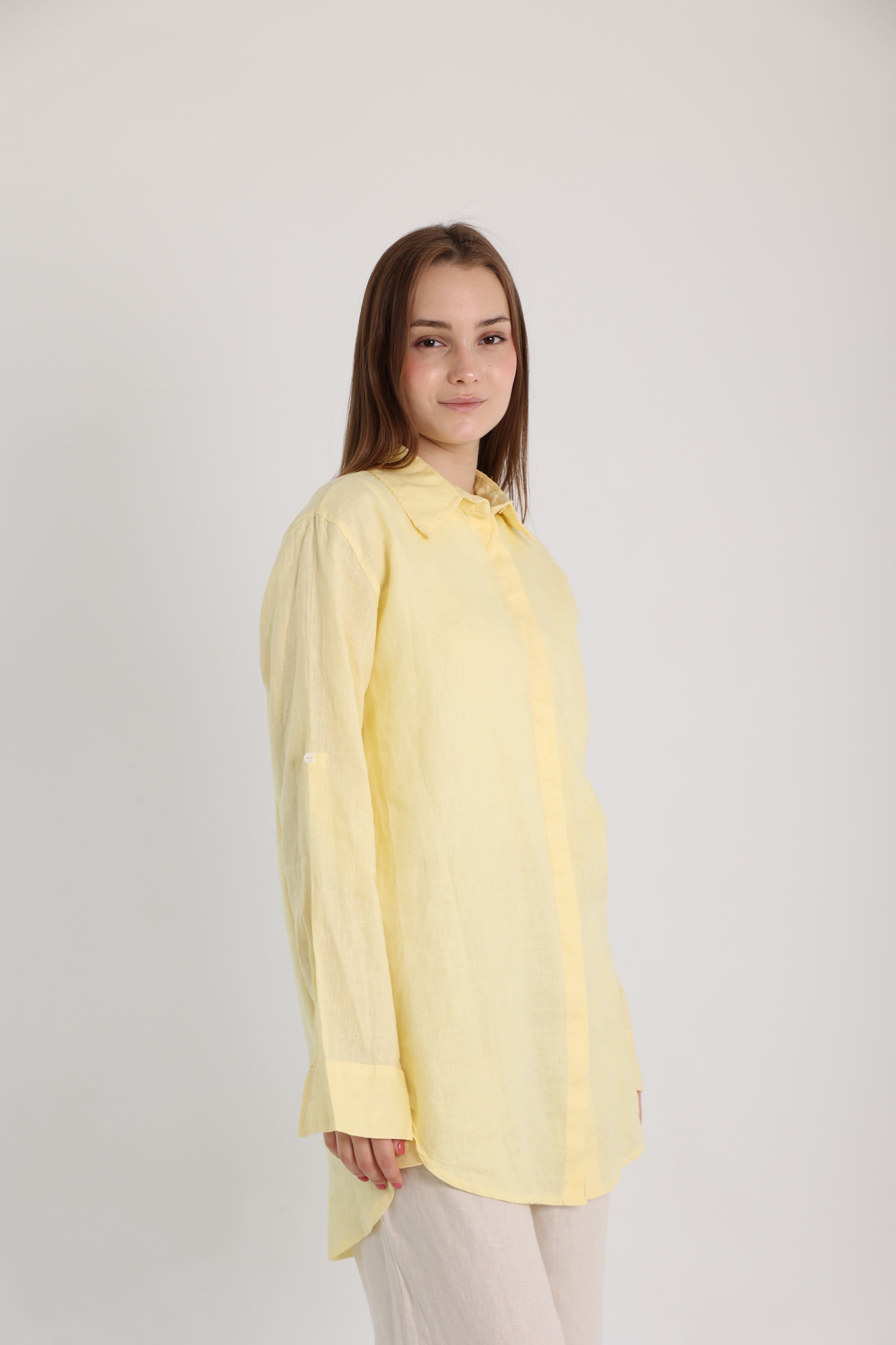 Yellow Basic Linen Shirt