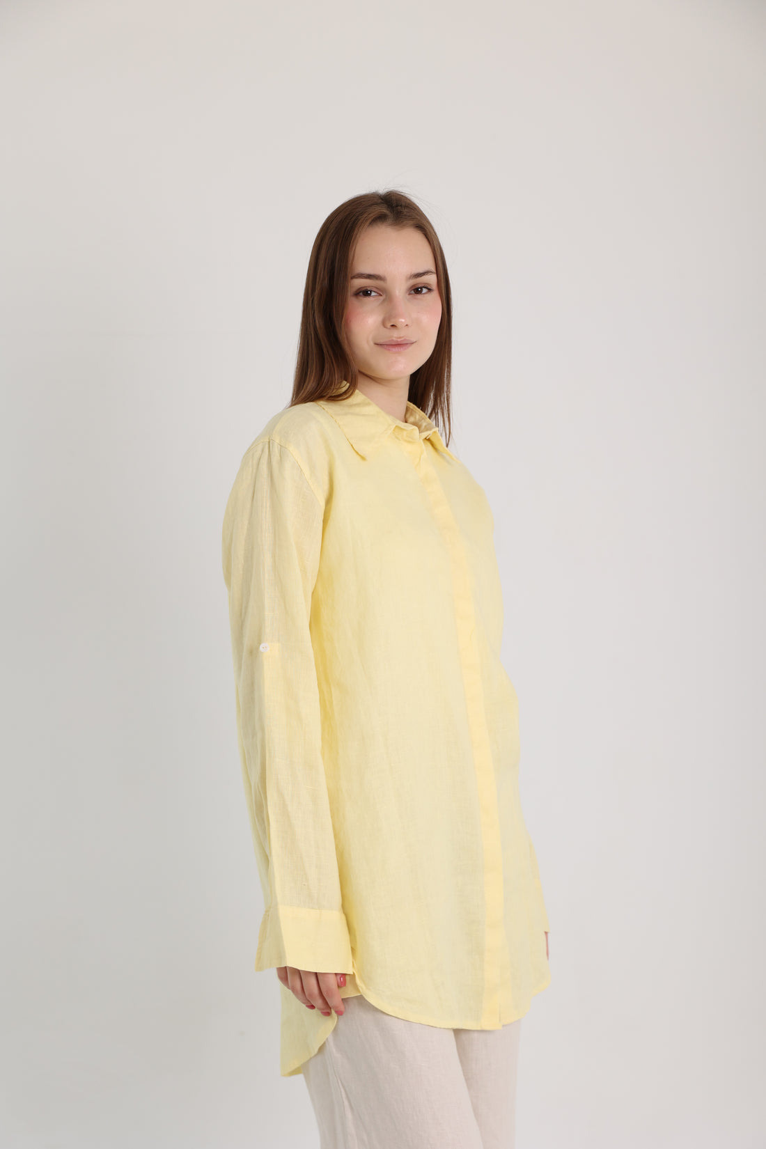 Yellow Basic Linen Shirt