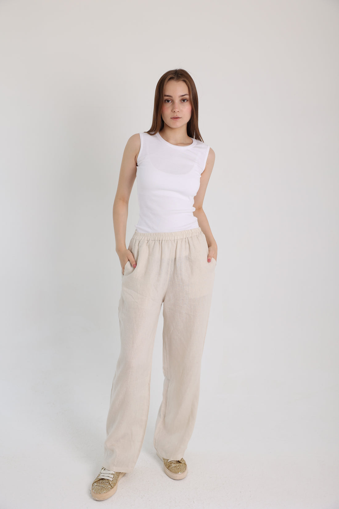 Beige Linen Pants