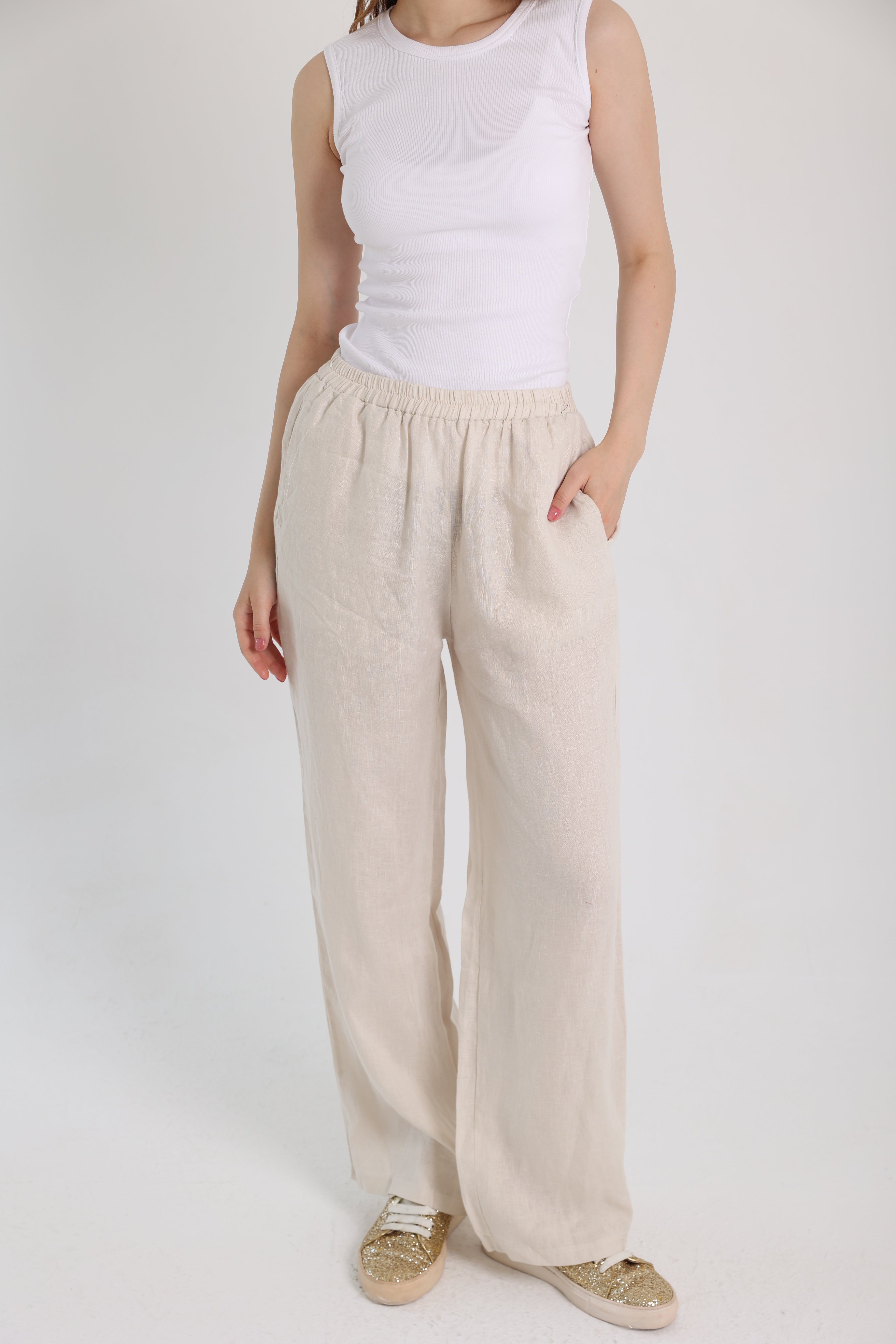 Beige Linen Pants