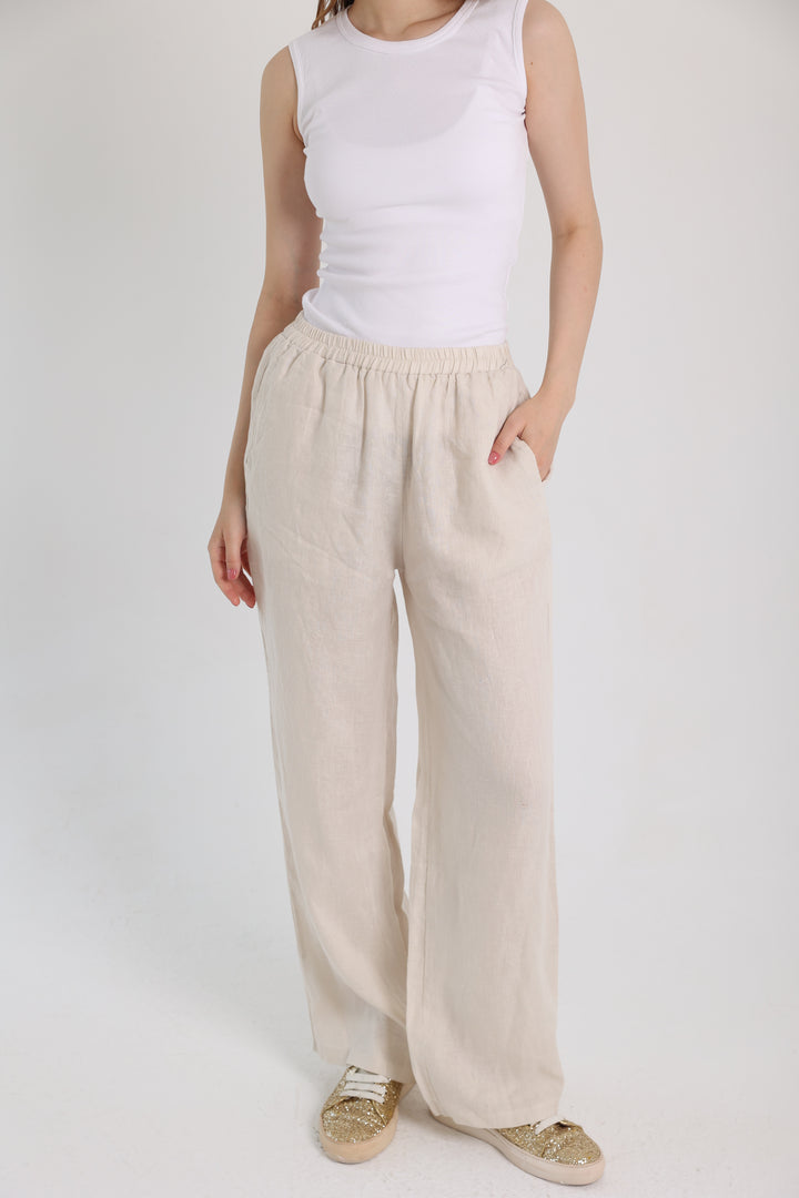 Beige Linen Pants