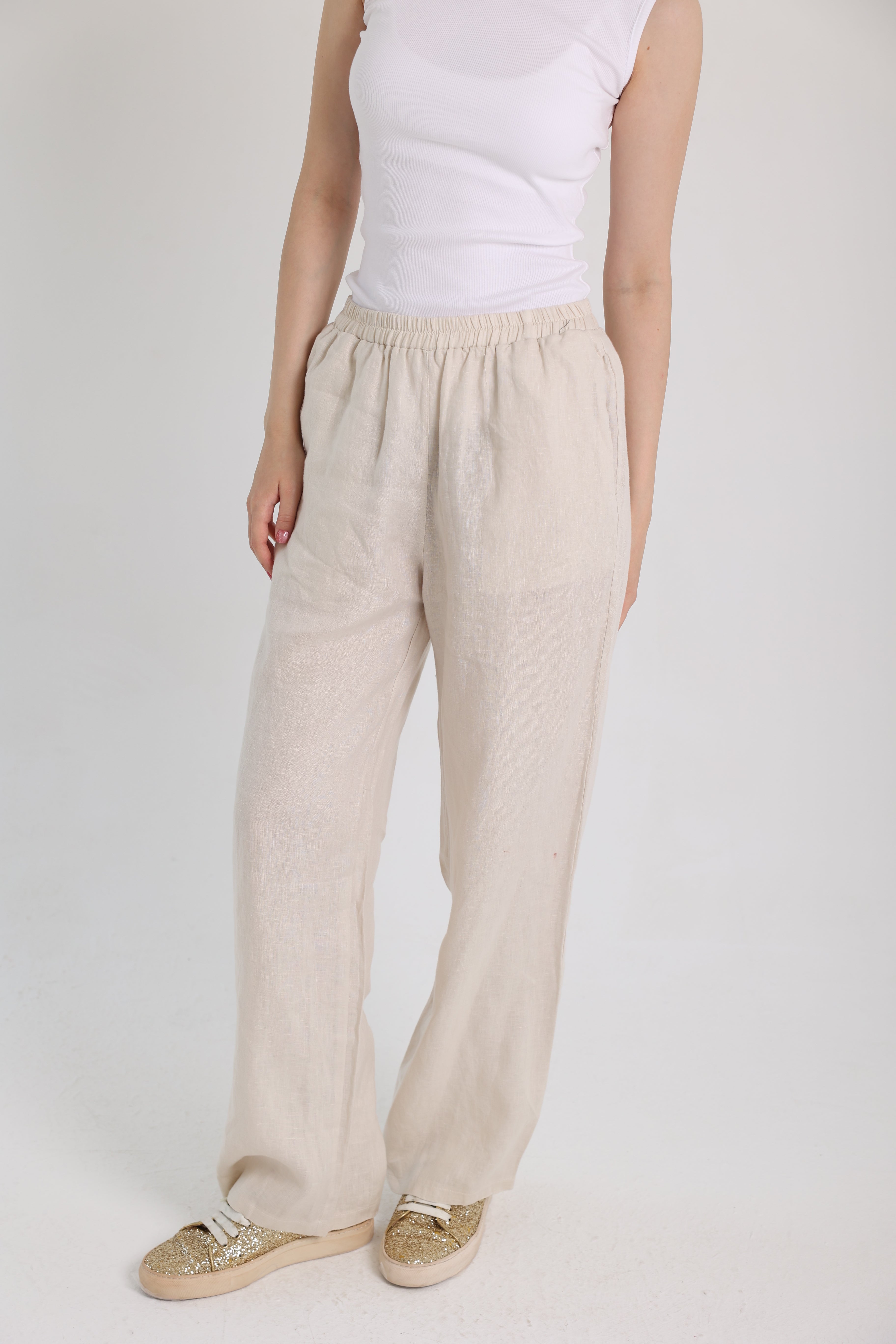 Beige Linen Pants