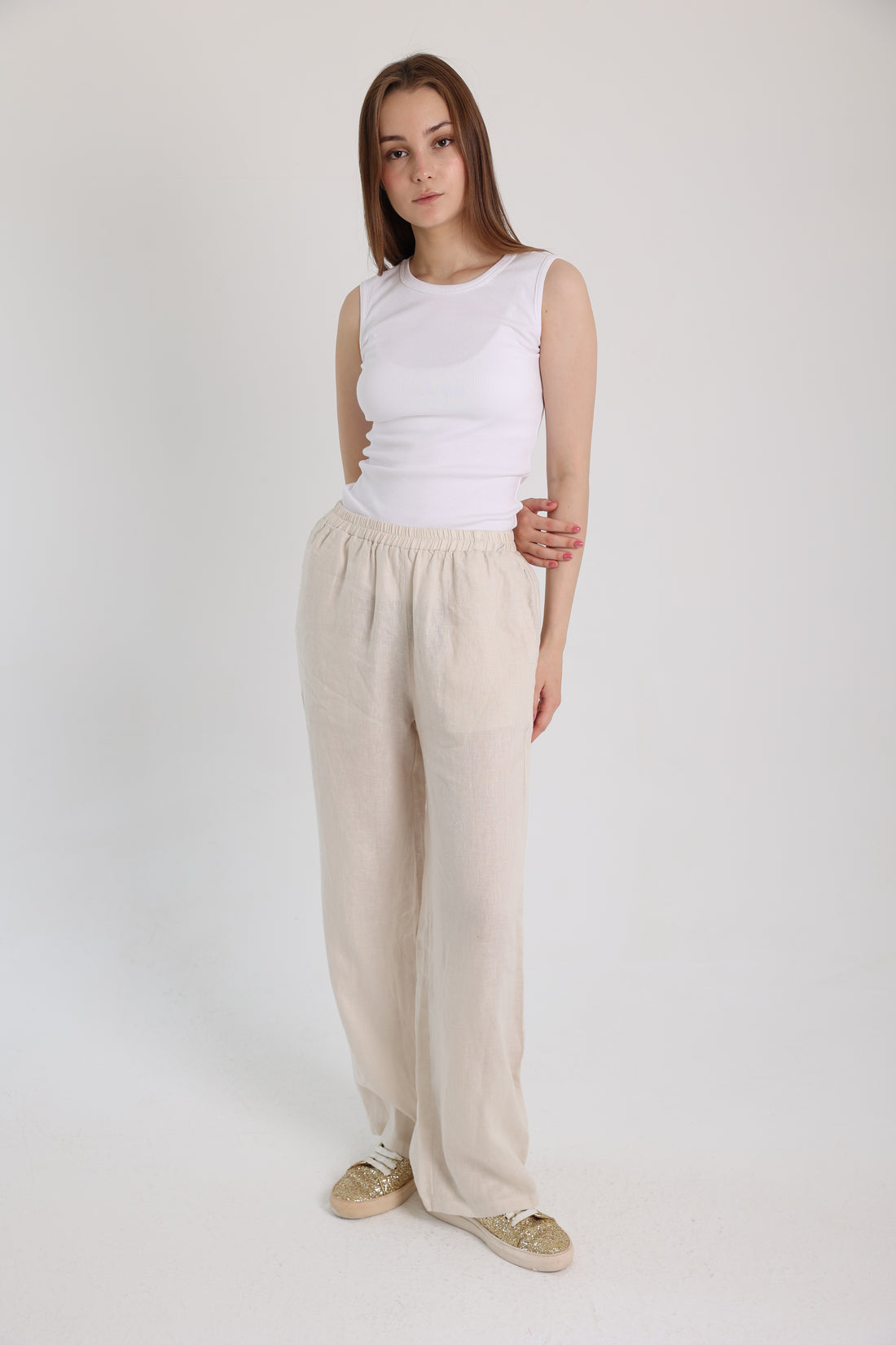Beige Linen Pants