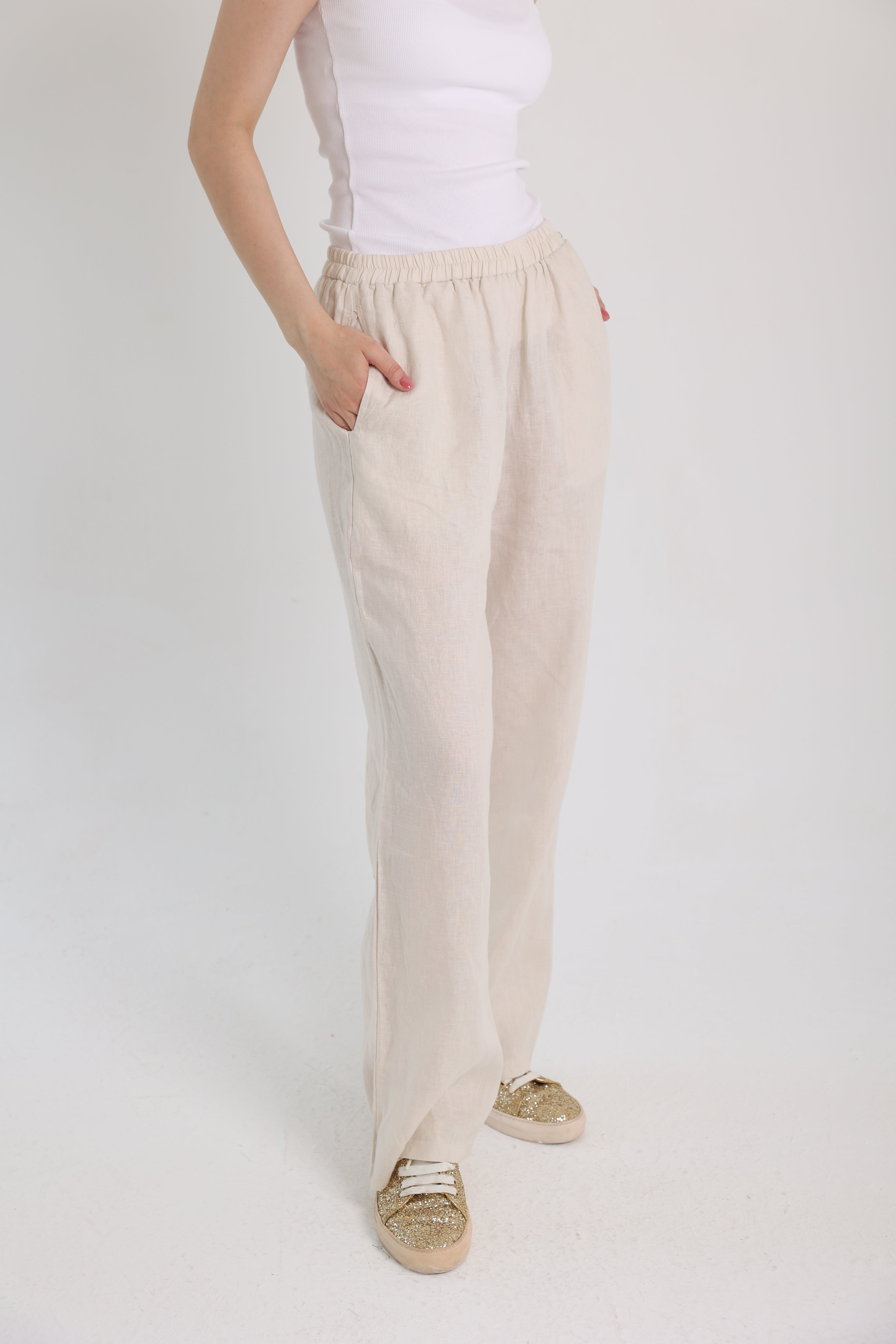 Beige Linen Pants