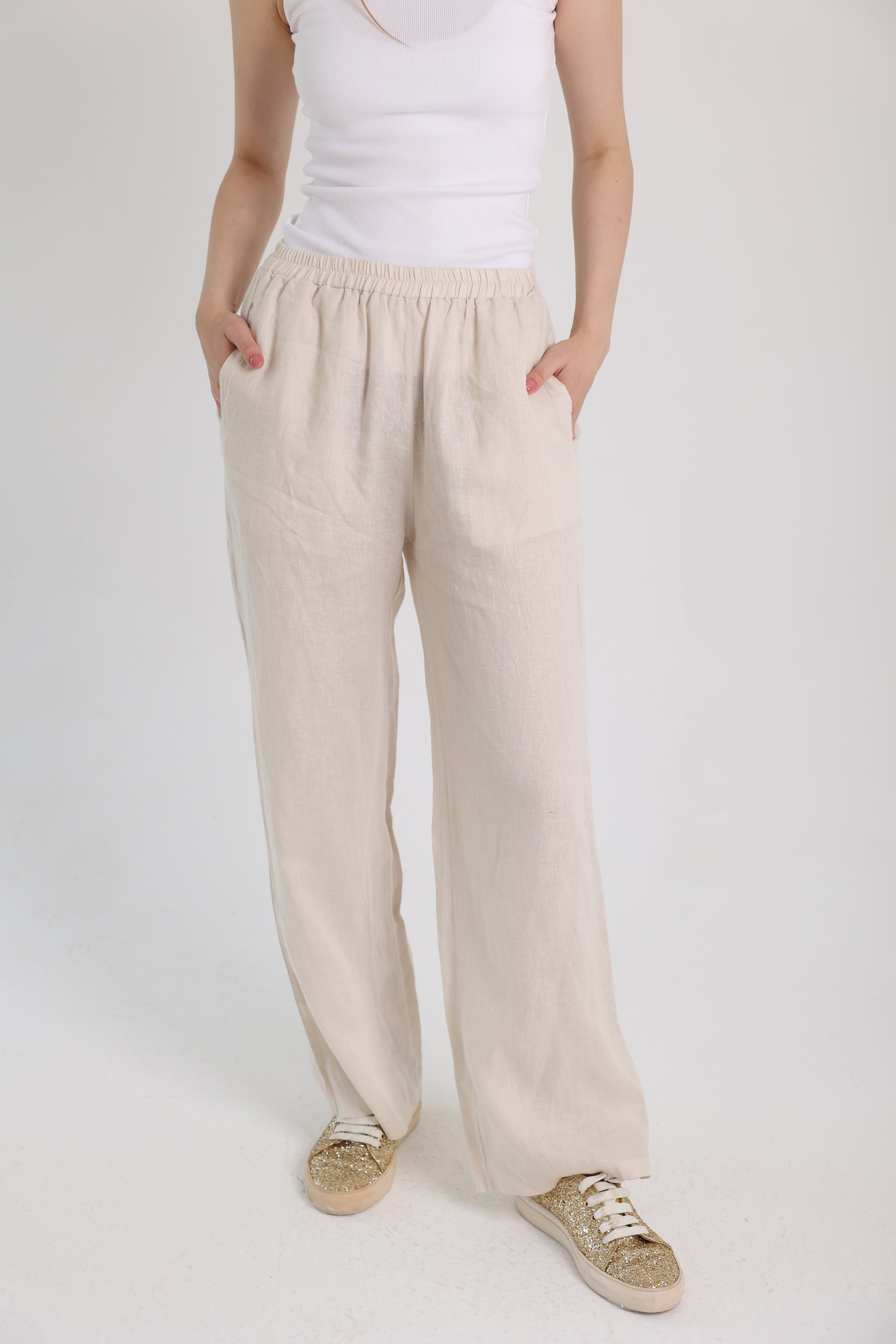 Beige Linen Pants