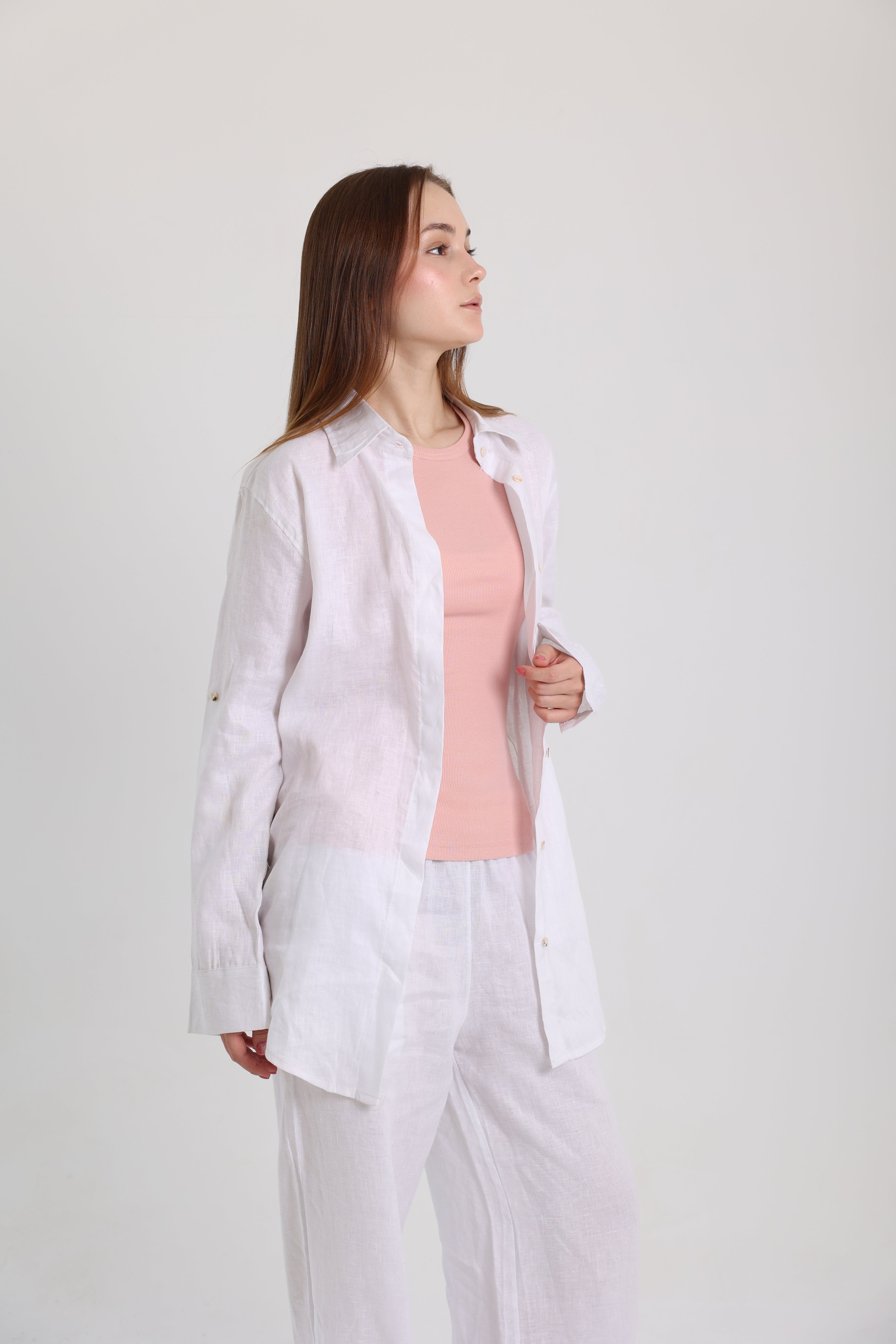 White Basic Linen Shirt
