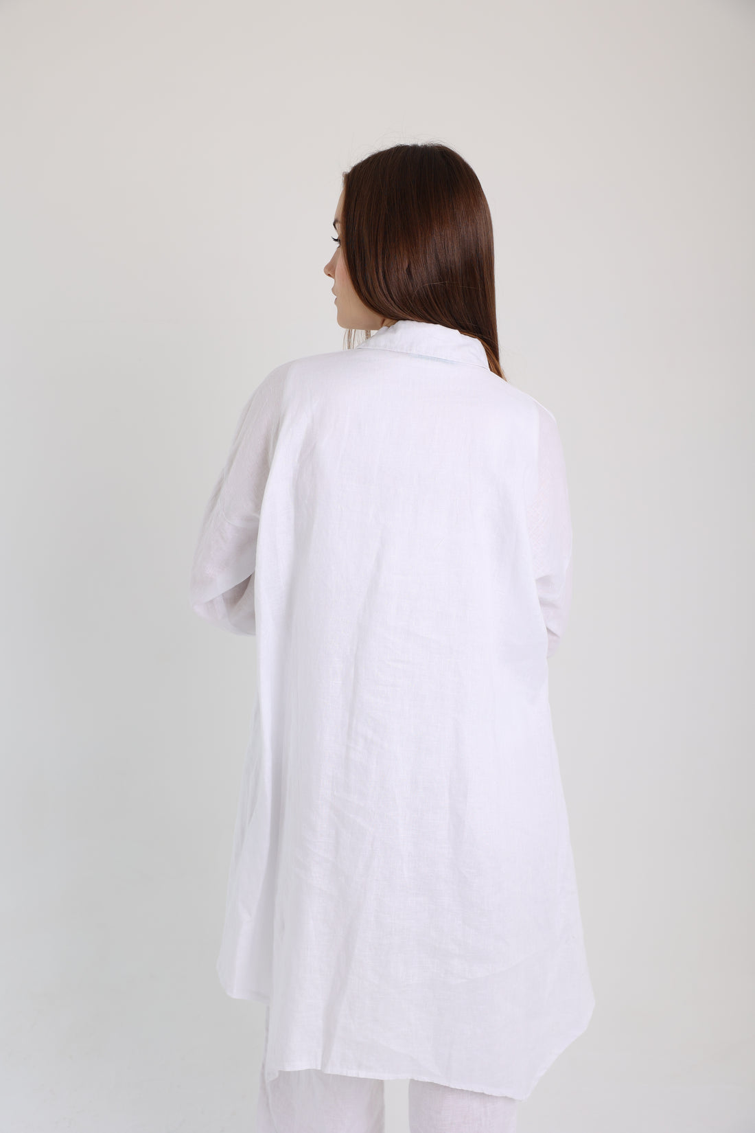 White High-Low Linen Shirt