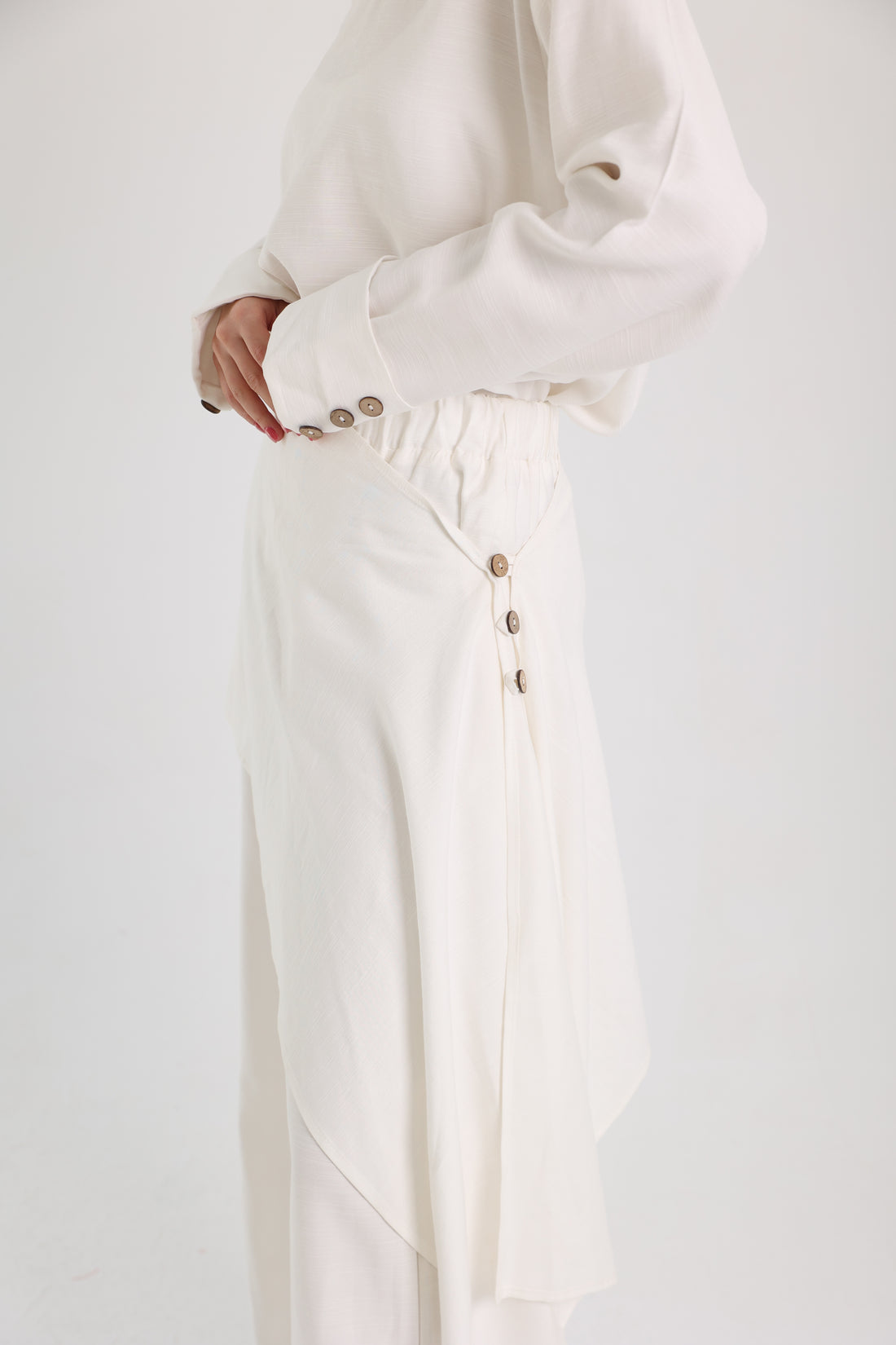 White Linen Set with a Wrap