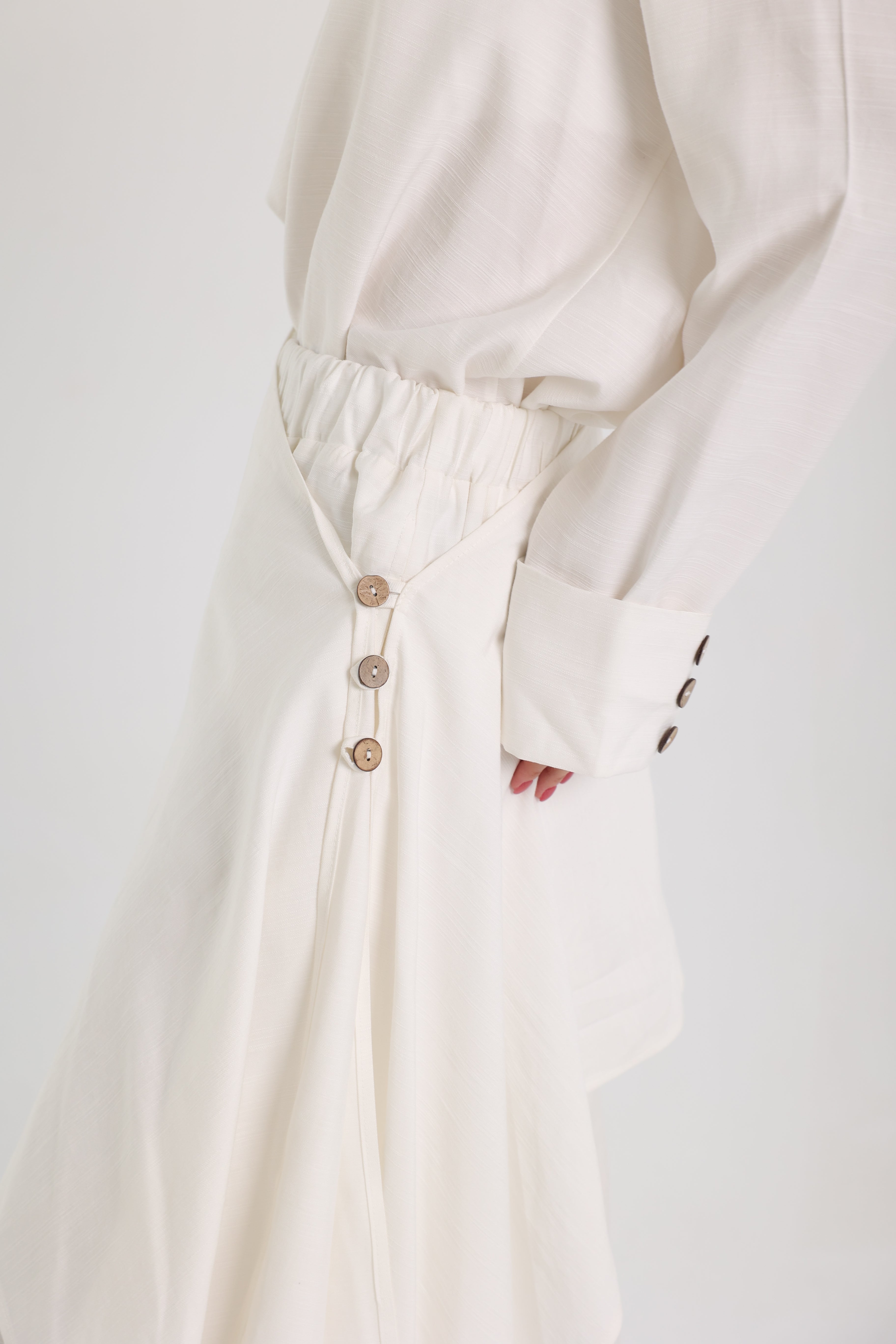 White Linen Set with a Wrap