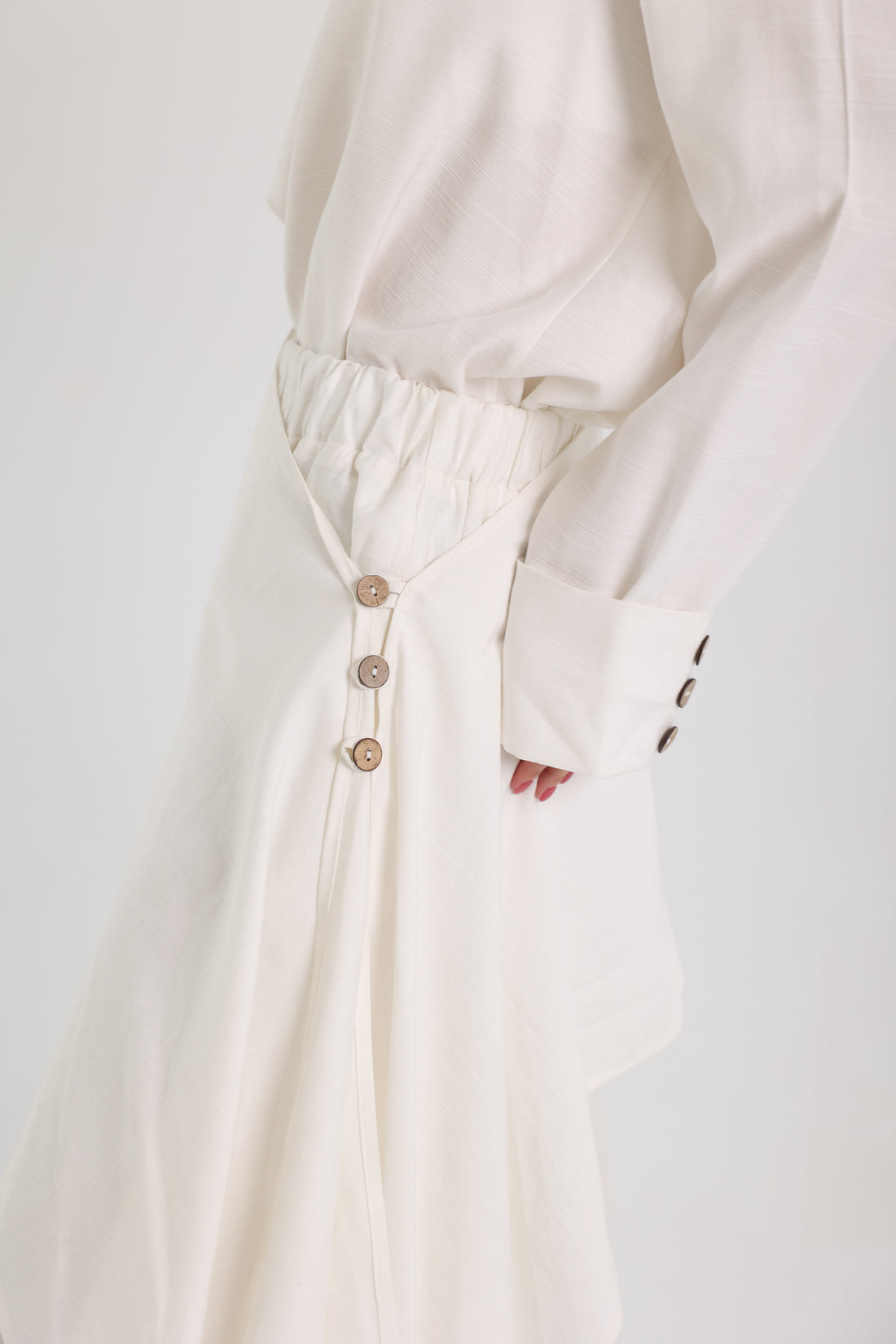 White Linen Set with a Wrap