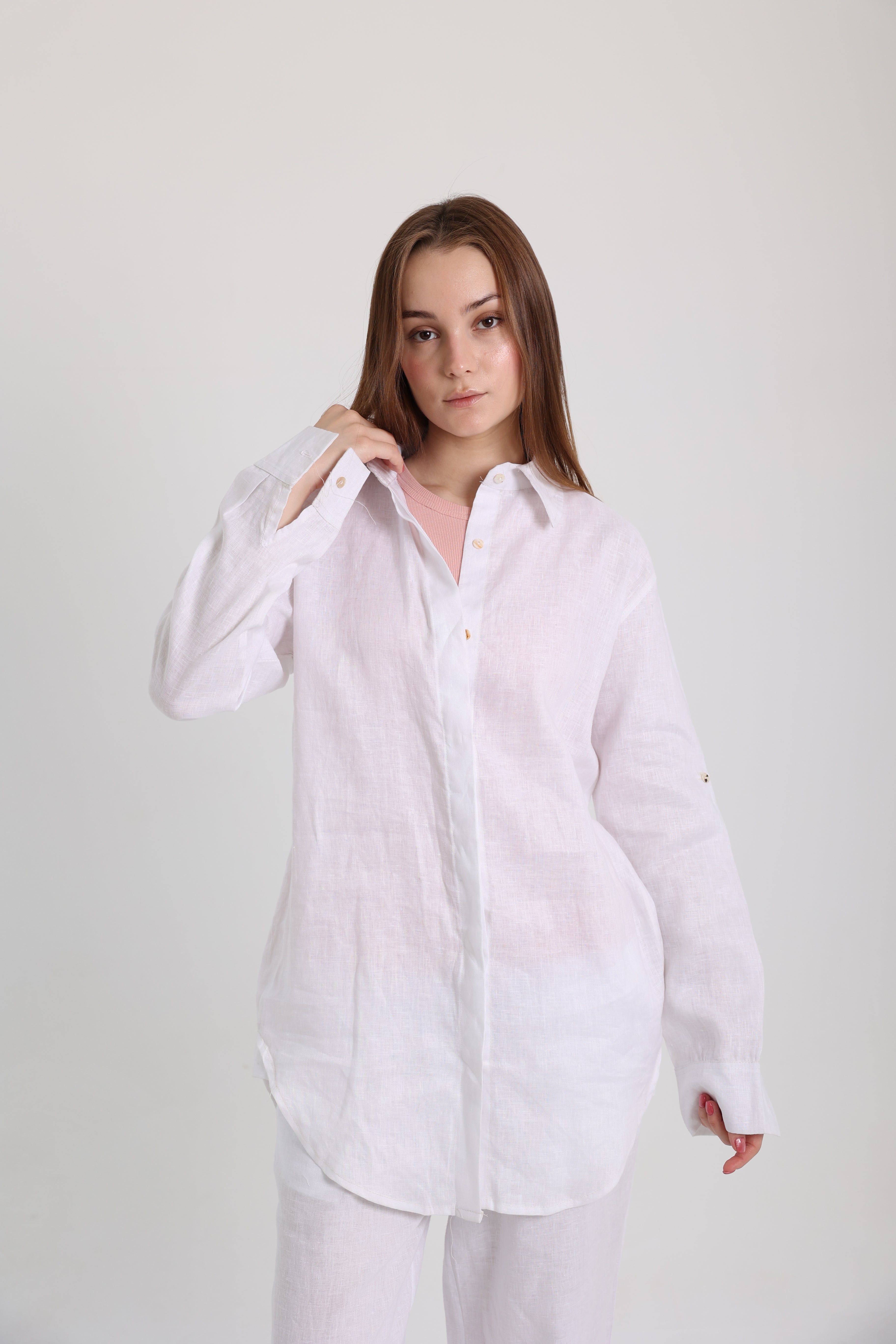 White Basic Linen Shirt