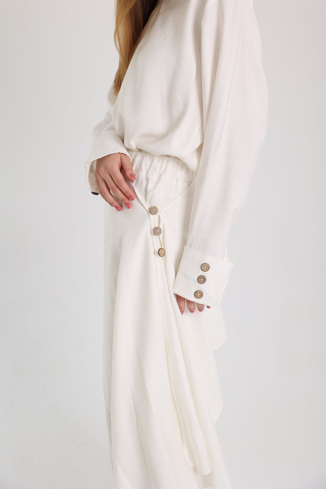 White Linen Set with a Wrap