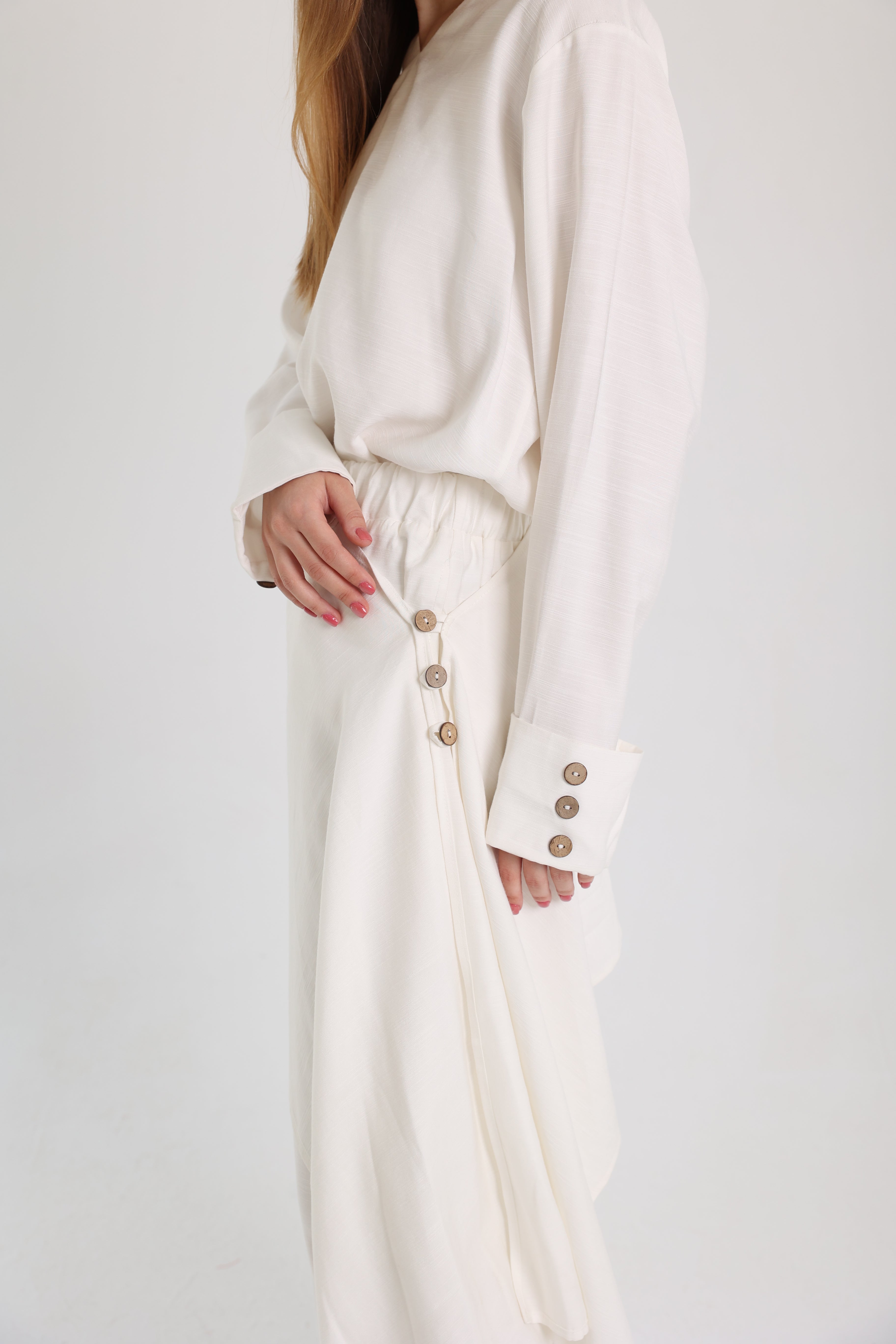 White Linen Set with a Wrap