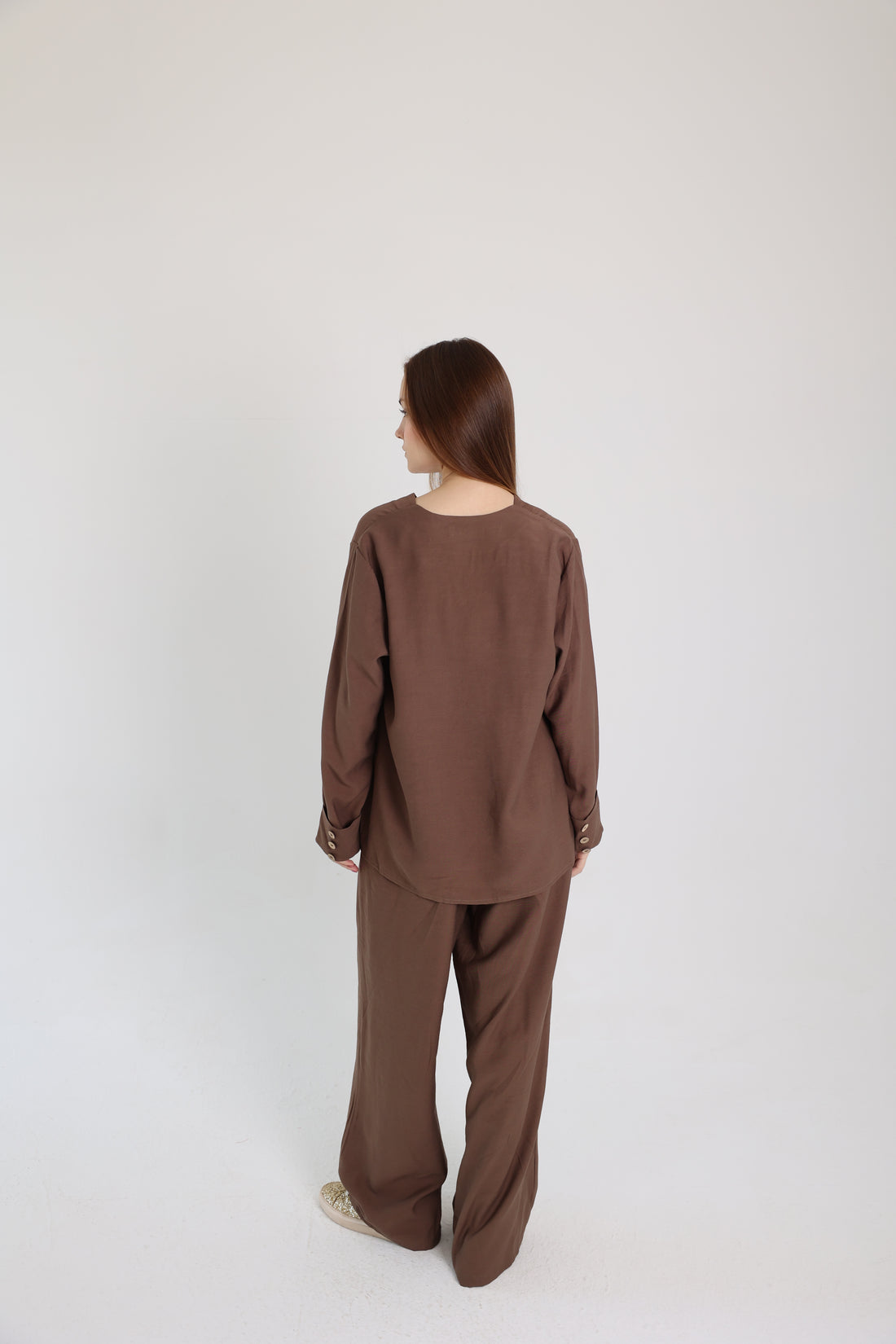 Brown Linen Set with a Wrap
