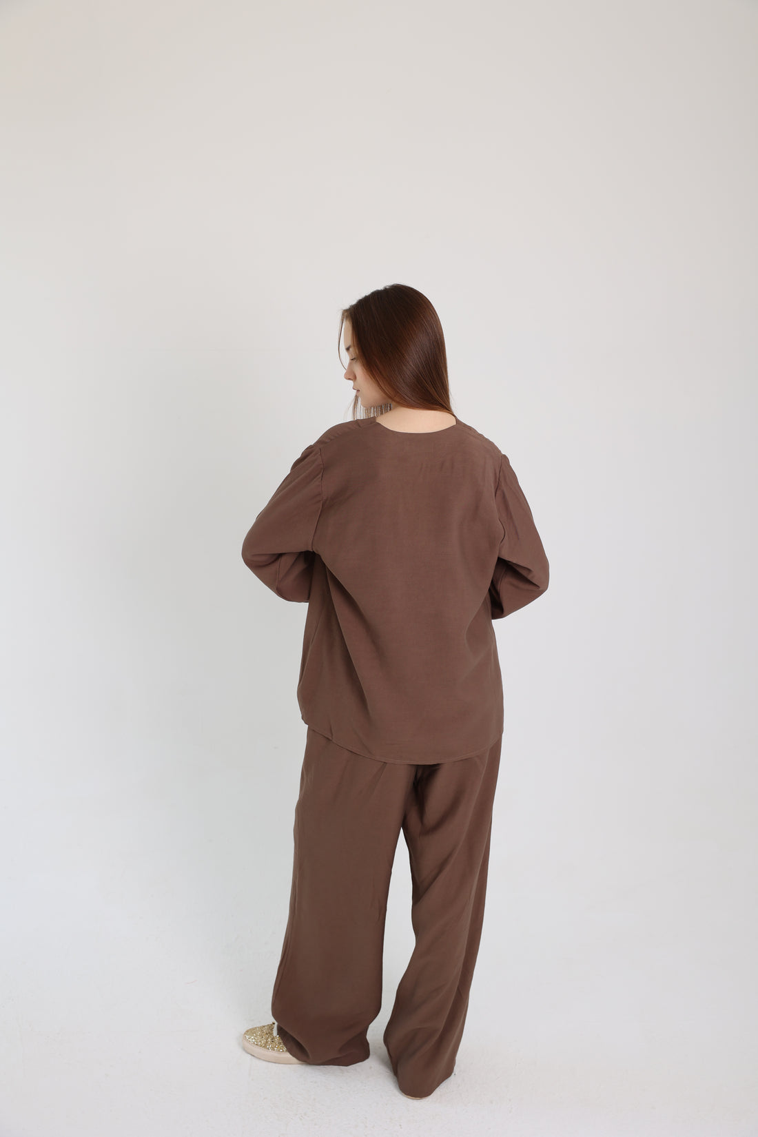 Brown Linen Set with a Wrap