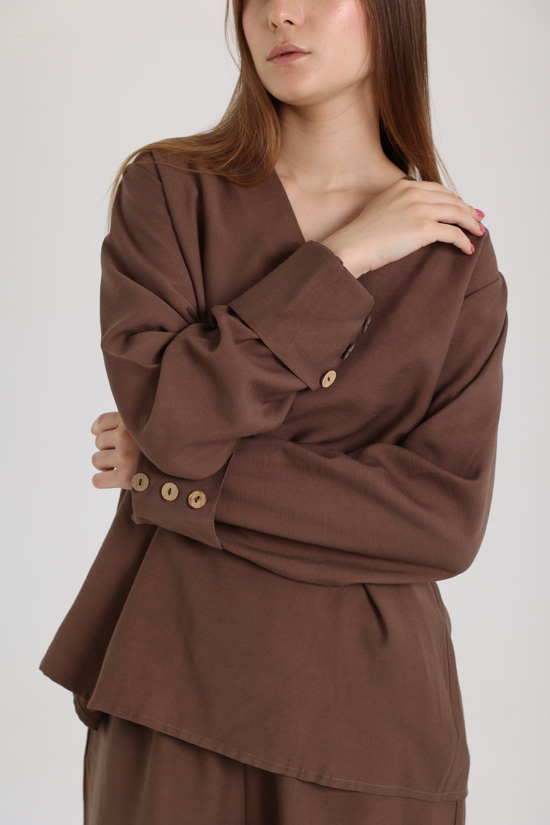 Brown Linen Set with a Wrap