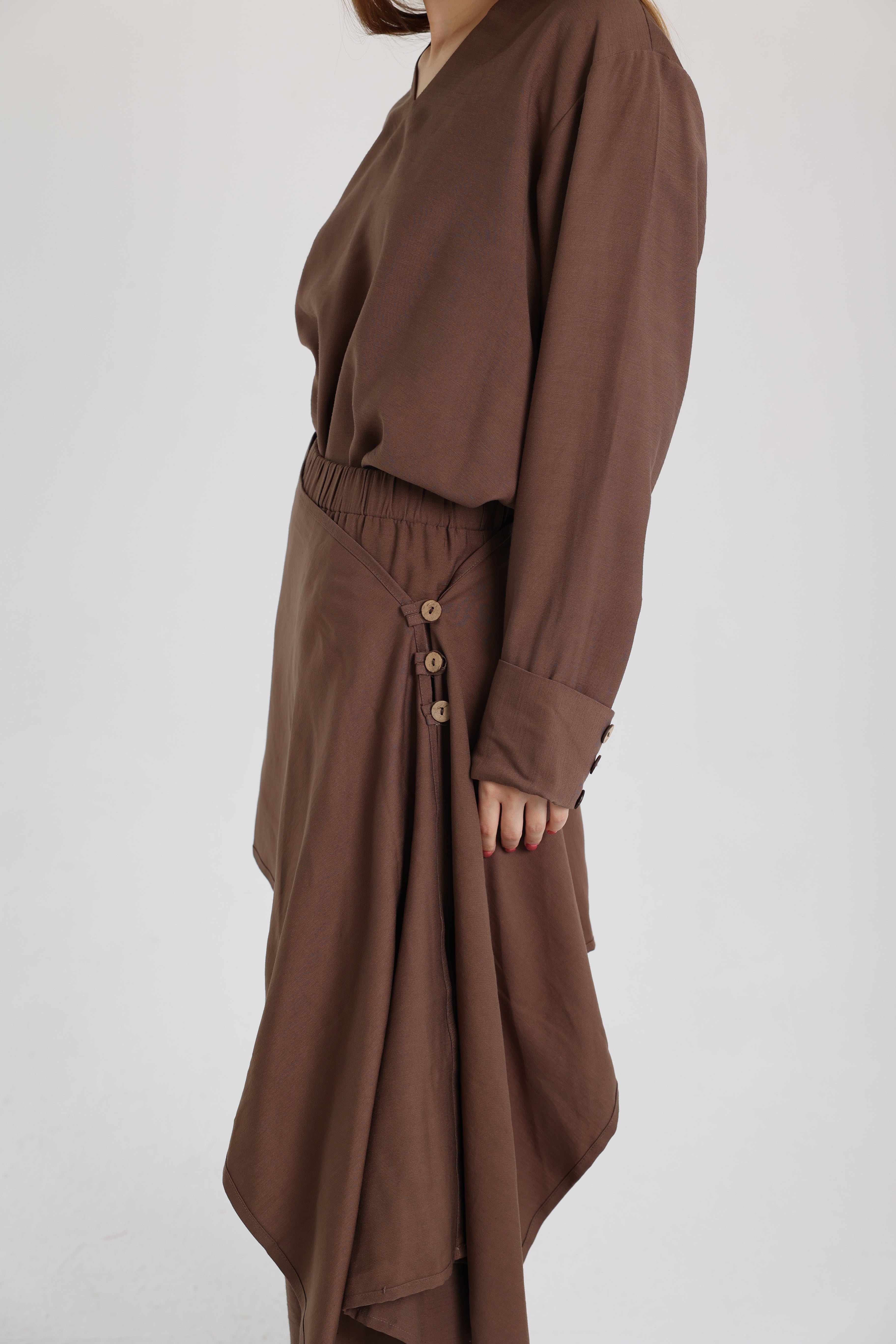 Brown Linen Set with a Wrap
