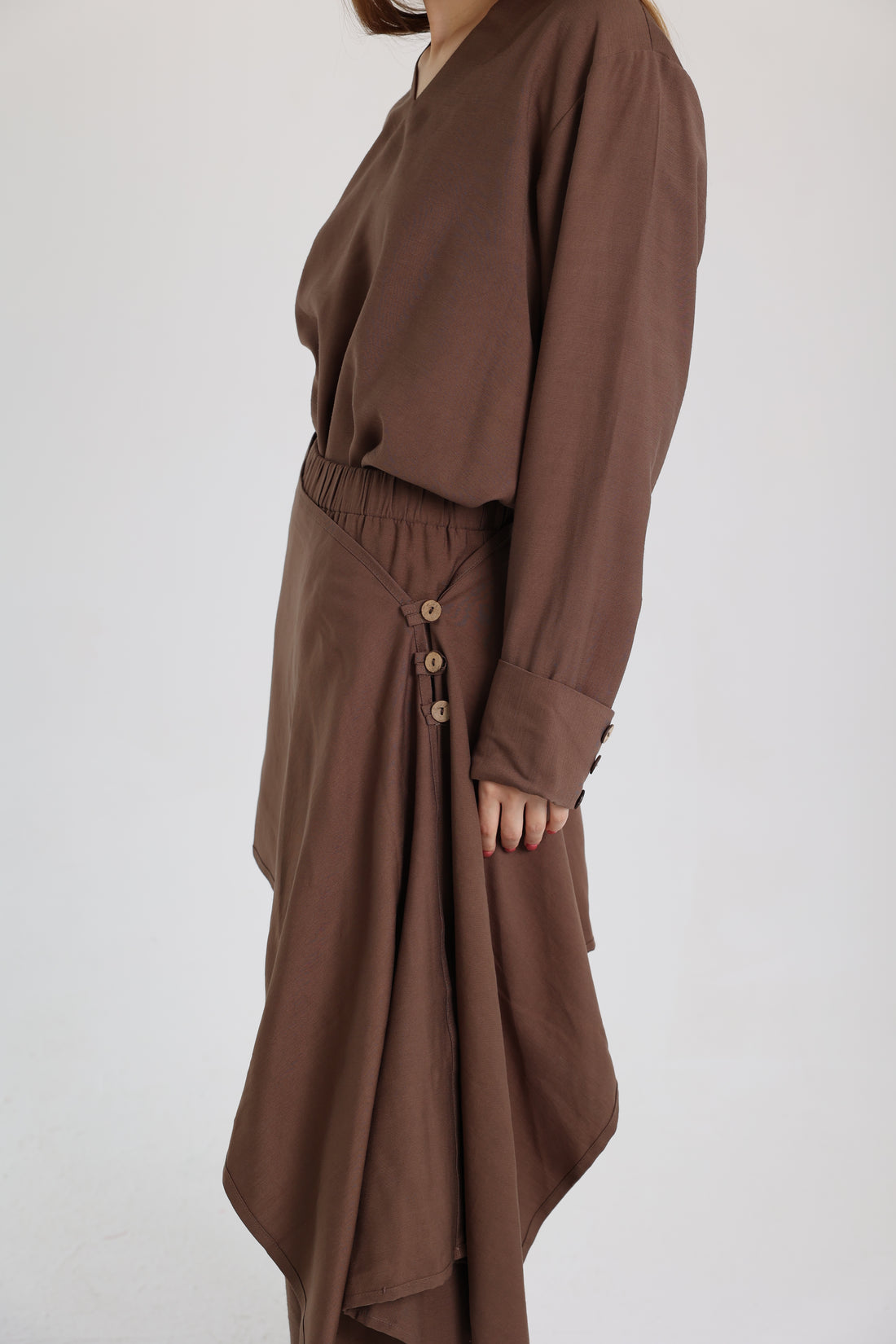Brown Linen Set with a Wrap