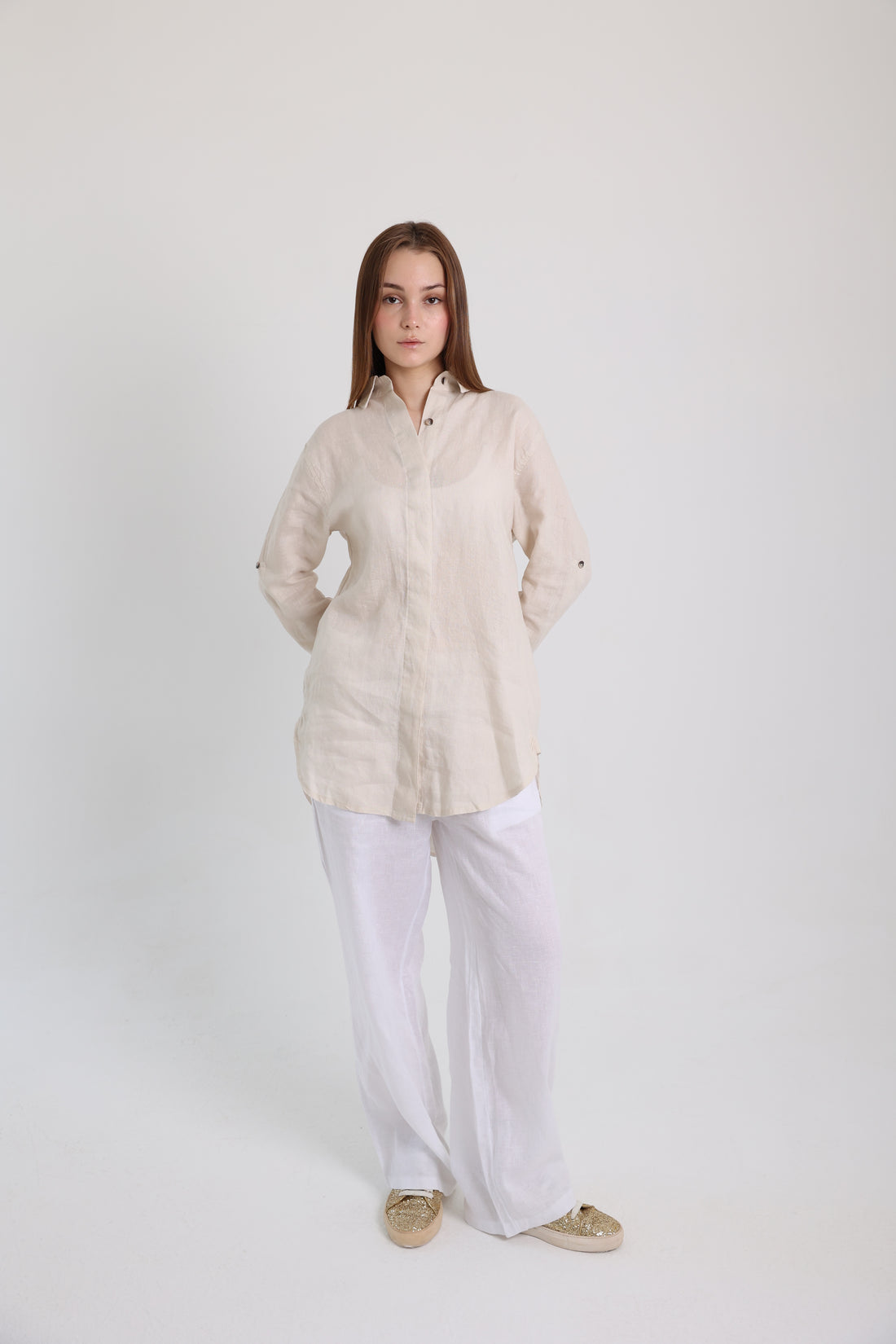 Beige Basic Linen Shirt