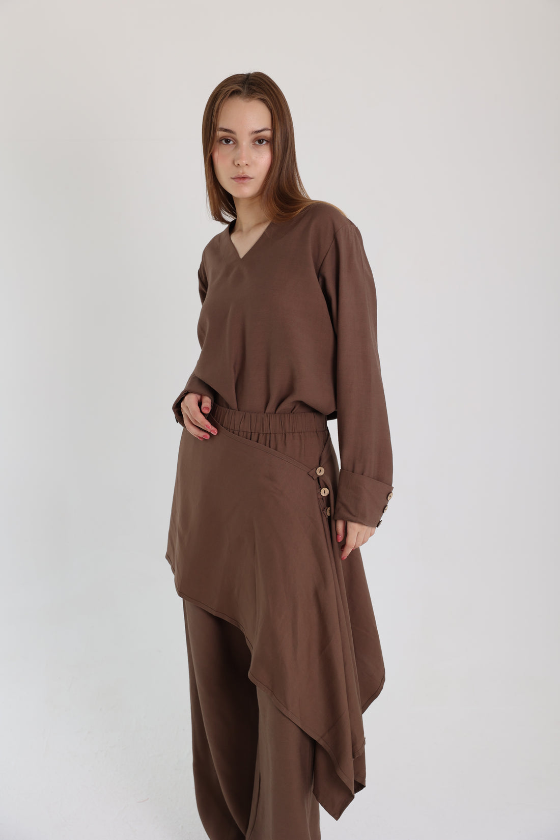 Brown Linen Set with a Wrap