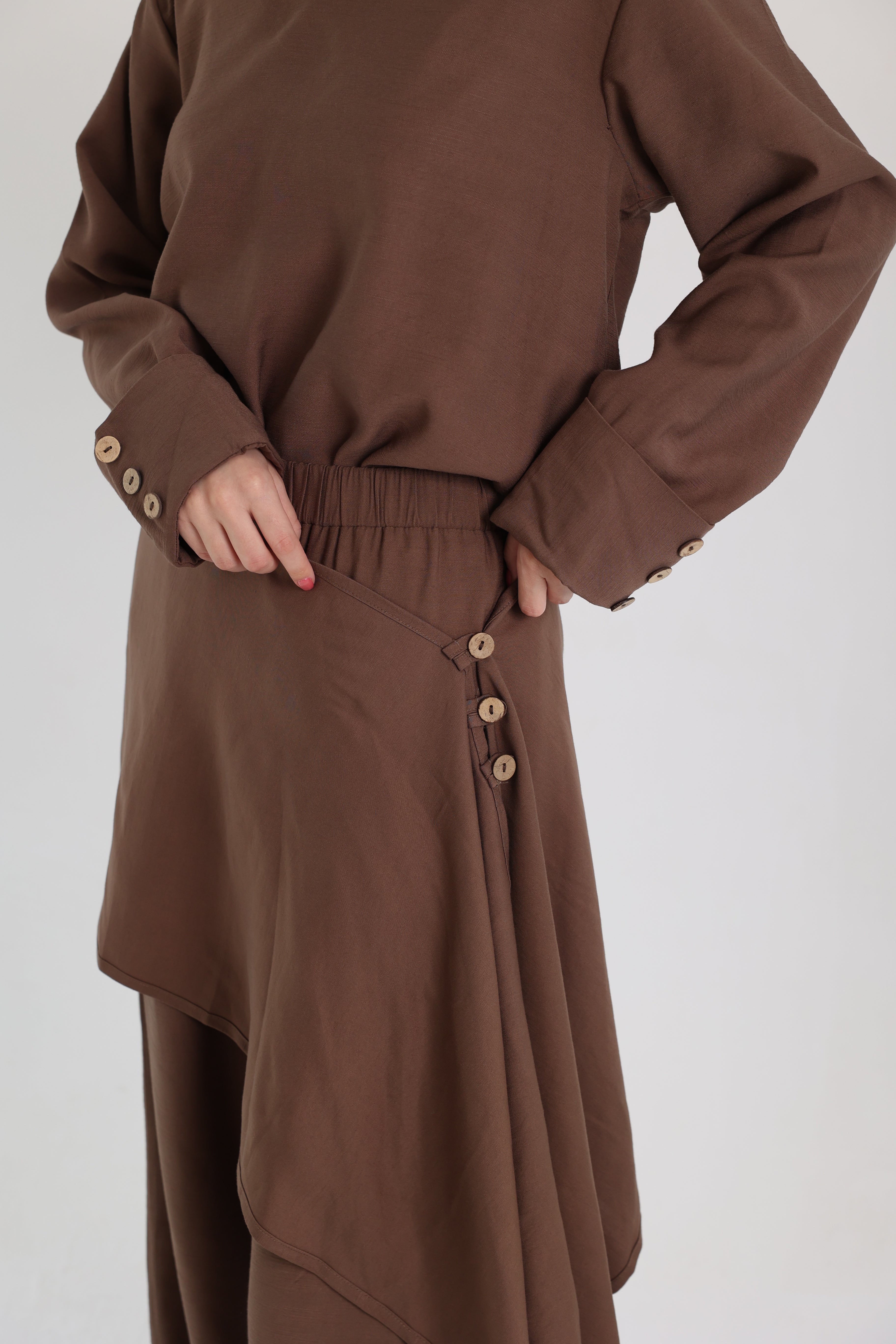 Brown Linen Set with a Wrap