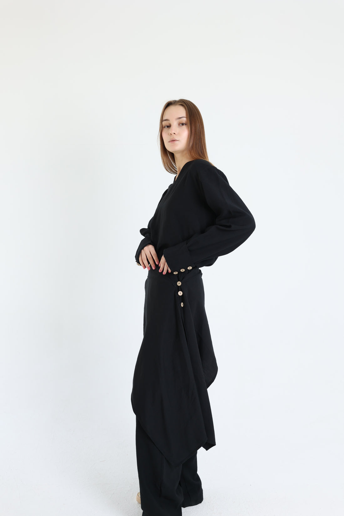Black Linen Set With a Wrap