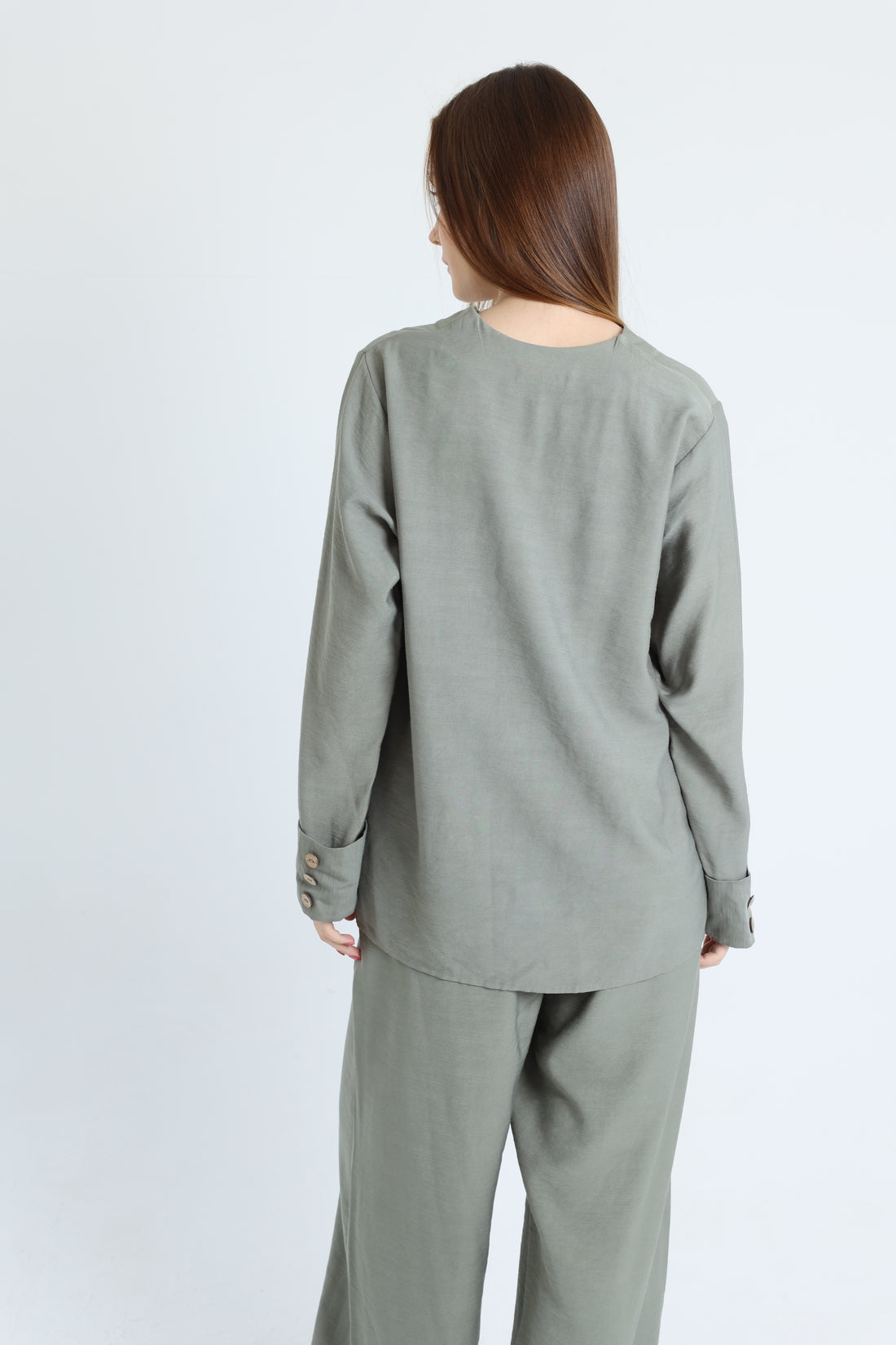 Olive Linen Set With a Wrap